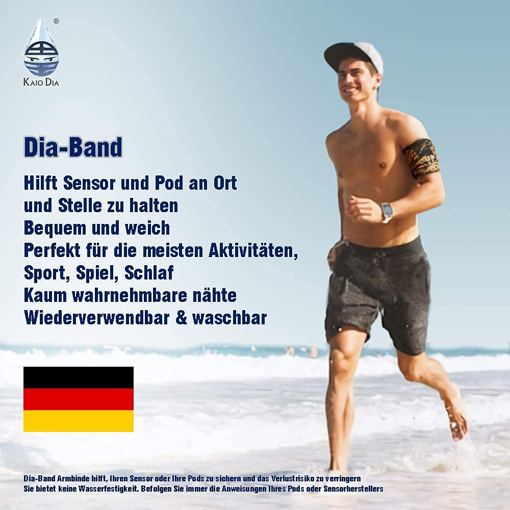 Dia-Band, brazalete de mantenimiento y protección para sensor de glucemia Freestyle Libre, Medtronic, Dexcom o Omnipod – Banda para diabética cómoda y reutilizable.
