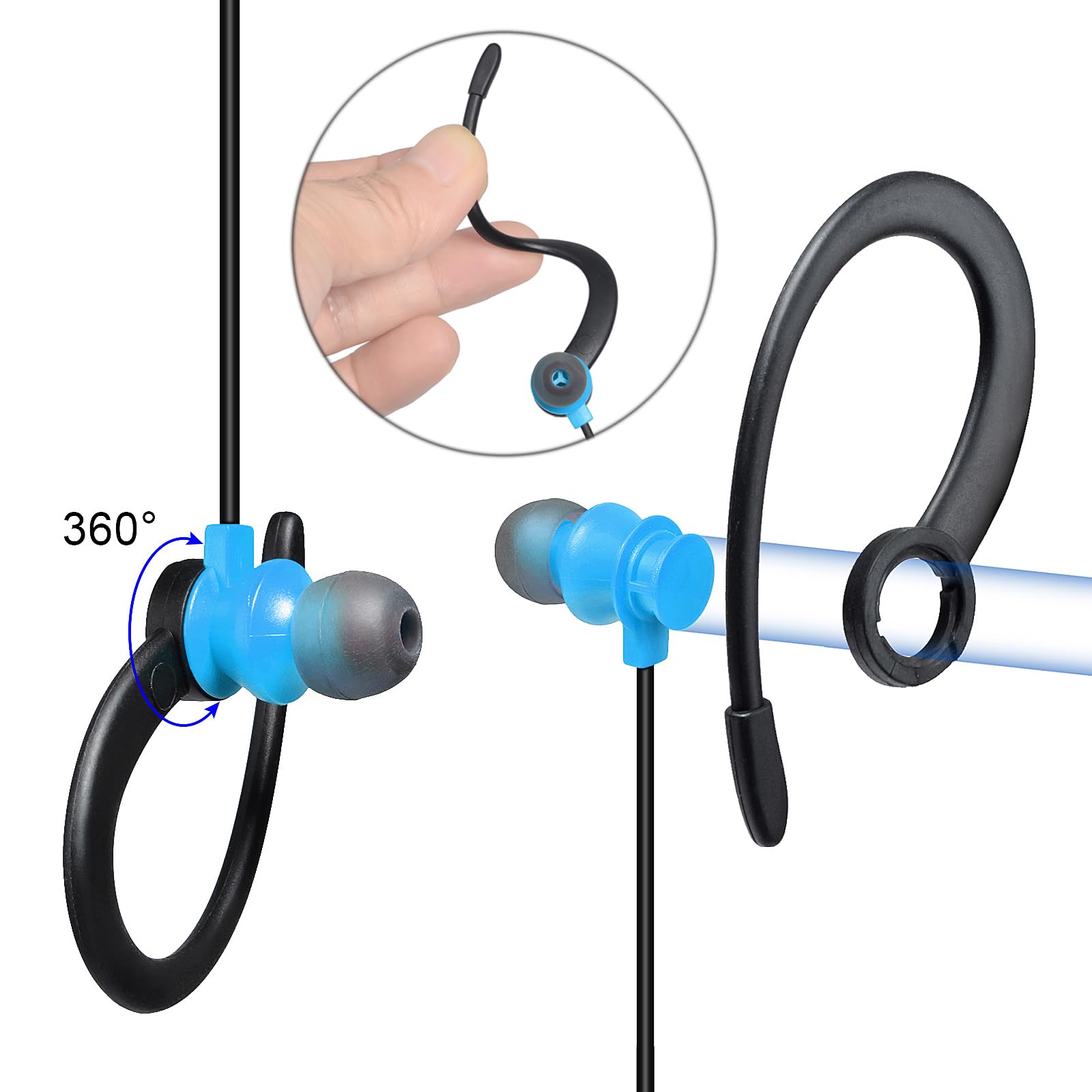 Auricular de Radio de Seguridad Compatible con Motorola TLKR-T60 T80 T82 T-92 H2O T80 Extreme T82 Extreme Walkie Talkie, Ligero, Forma G con micrófono (Azul, 10 Pack)