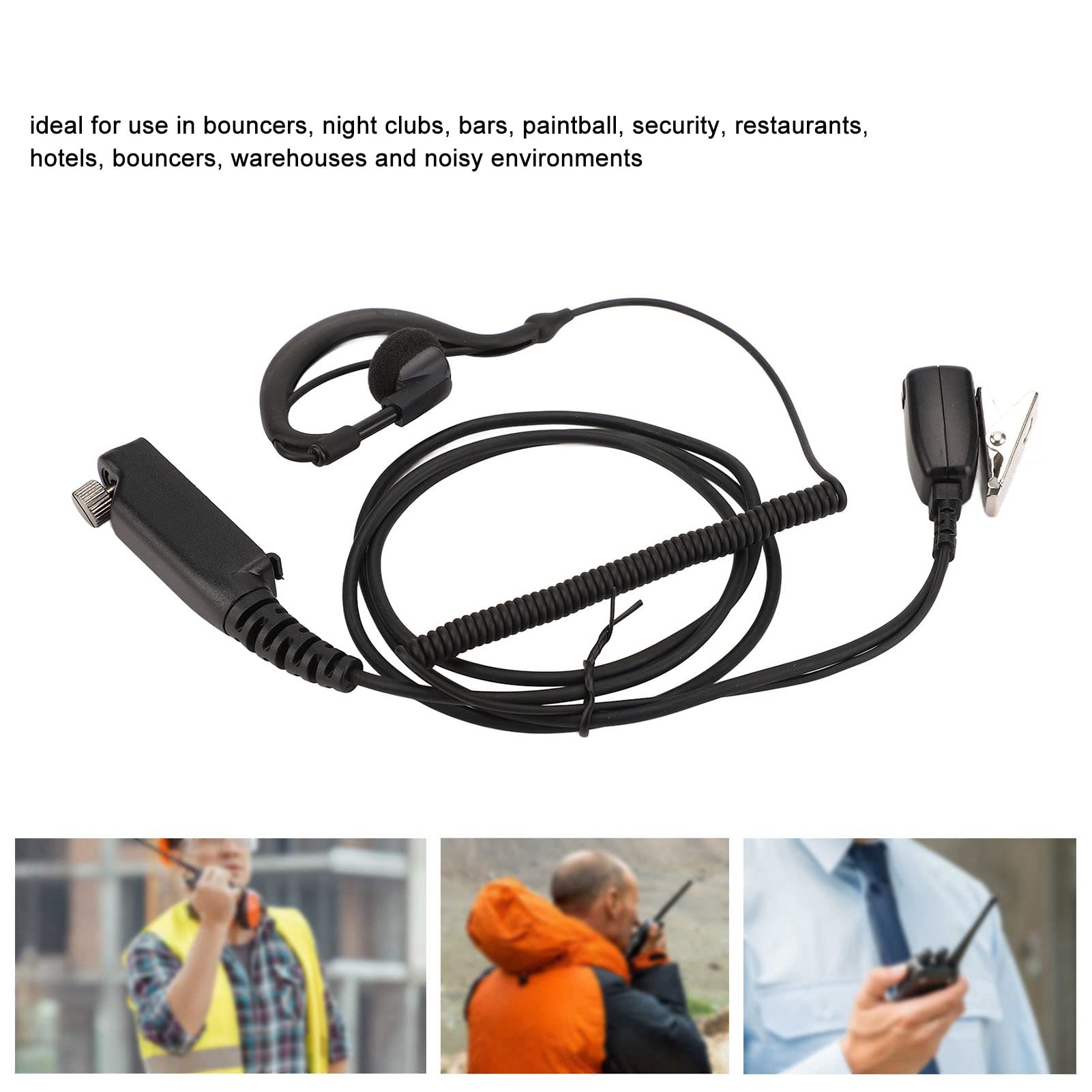Yunseity Auricular en Forma de G con Micrófono PTT para Sepura STP8000 STP8030 STP8035 STP8038 STP9000 Walkie Talkies, Auricular con Micrófono PTT Manos Libres