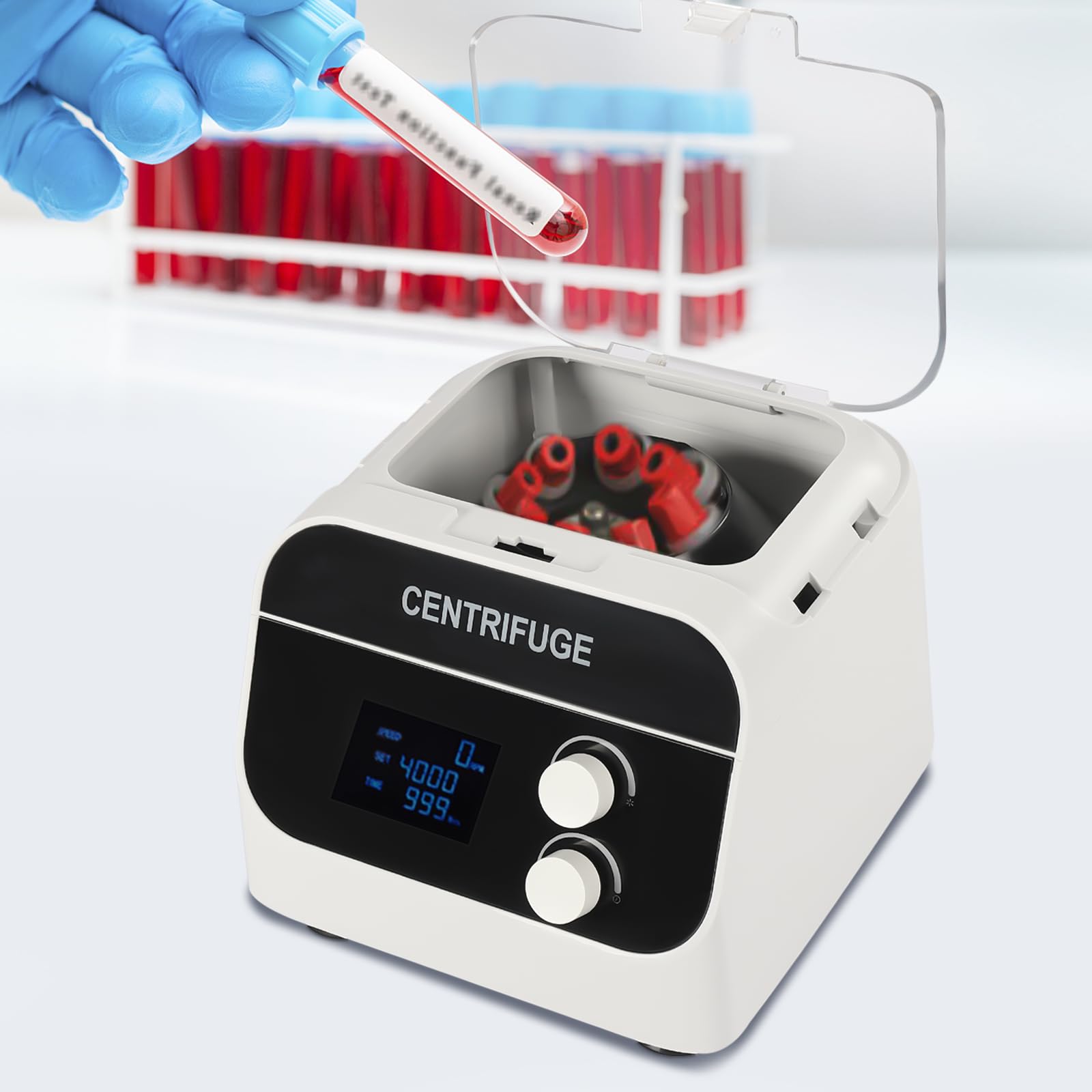 ACLICE Laborzentrifuge 8 X 20ml, 4000 U/Min Mit LCD Display & Timer 0-999min, Tischzentrifuge Für 5/7/10ml Röhrchen, Leise ≤35dB, Für PRP Blut Lipofilling, Weiß