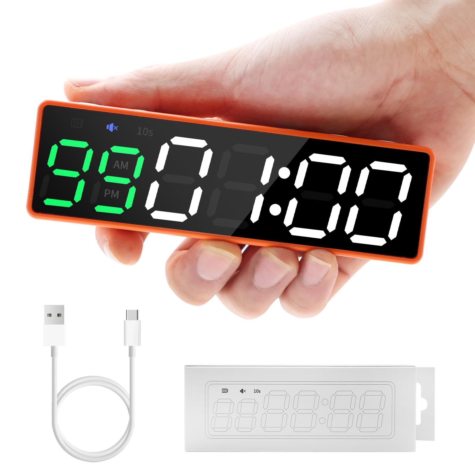 LUCKY TIME Temporizador de Gimnasio, Reloj portátil para Gimnasio, 10 Modos de Entrenamiento, cronómetro con imán Potente, Reloj Digital de Pared con Cuenta atrás/adelante para Gimnasio/casa/Garaje