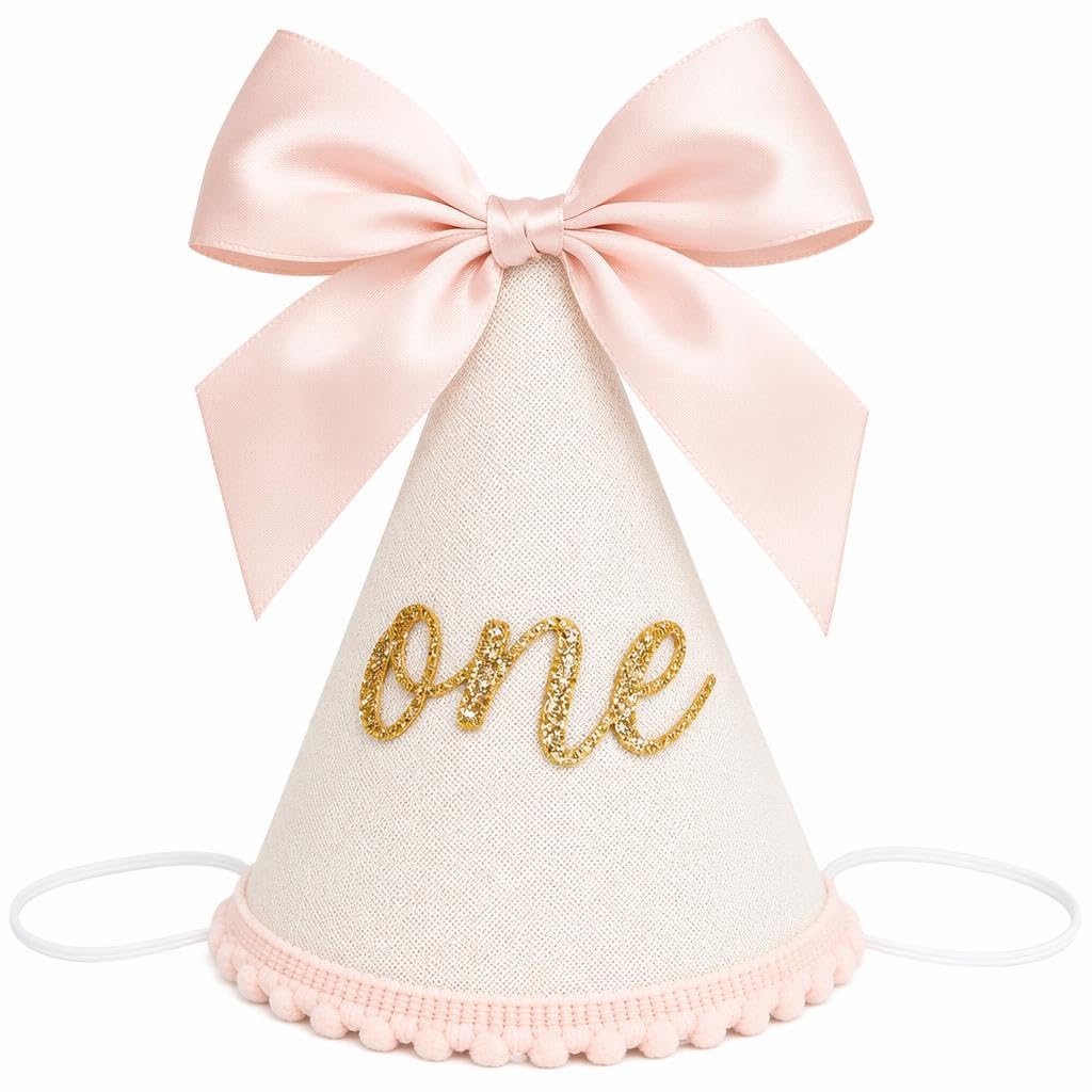 Gryphix Birthday Hat Glitter Pink Satin Bow Anniversary Decoration