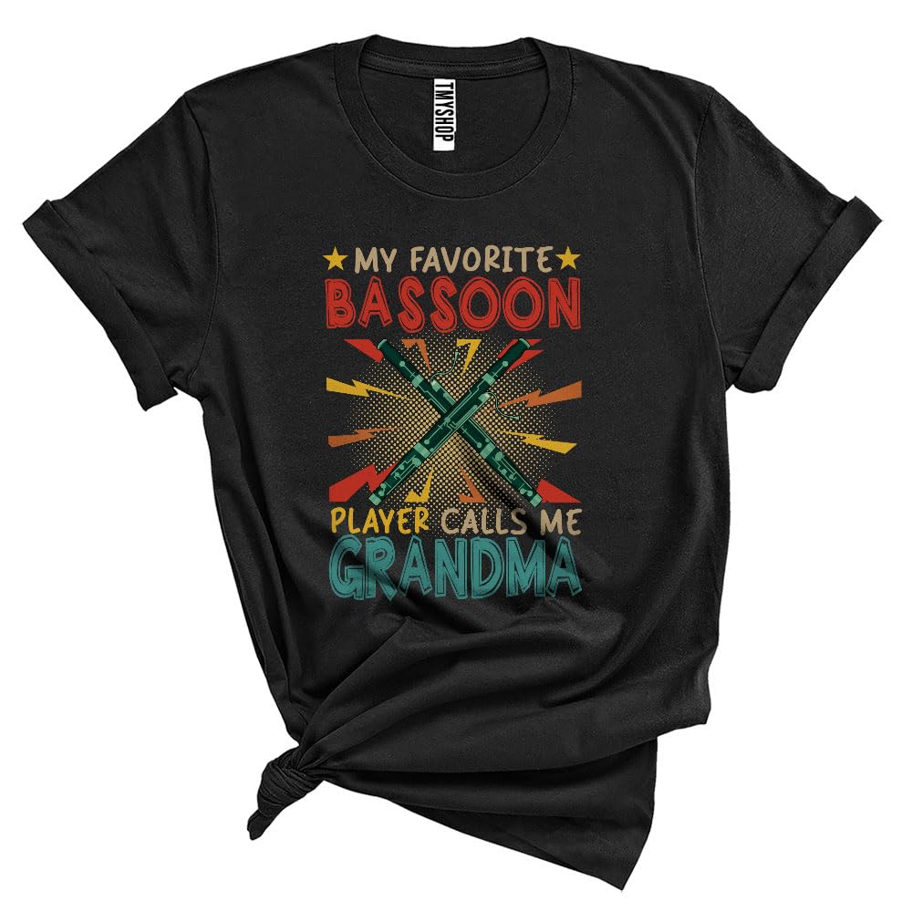Generic Vintage My Favorite Bassoon Player Calls Me Grandma, Proud Mother's Day Bassoon, Family Unisex T-Shirt Black, Small