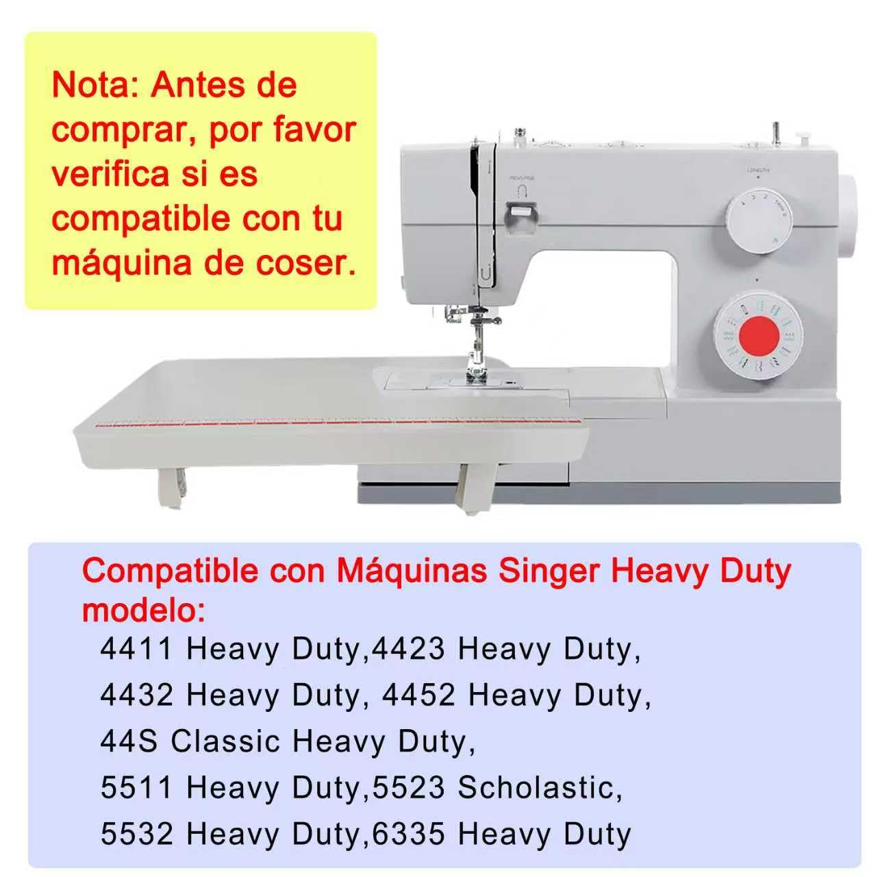 StitchTech Mesa de extensión para máquinas de coser compatible con máquinas de coser Singer Brand 44S, 4411, 4423, 4432, 4452, 5511, 5523, 5532, 6335, color gris