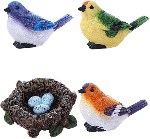 Leadigol 4 figuras de pájaro miniatura de animales, figuras de pájaro de simulación, lindo modelo de animal, figuras decorativas de pájaros en