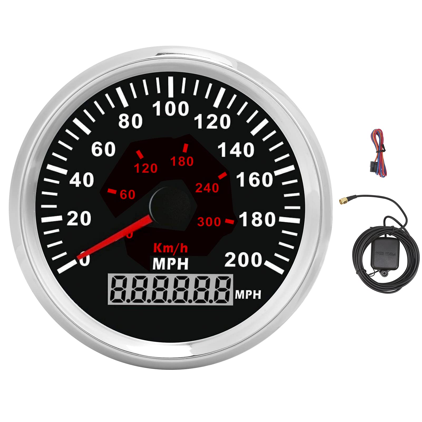 Dioche Contachilometri Universale da 3-3/8 Pollici, Indicatore di velocità da 200 Miglia Orarie, Accurato, IP67 per Barche, e Veicoli