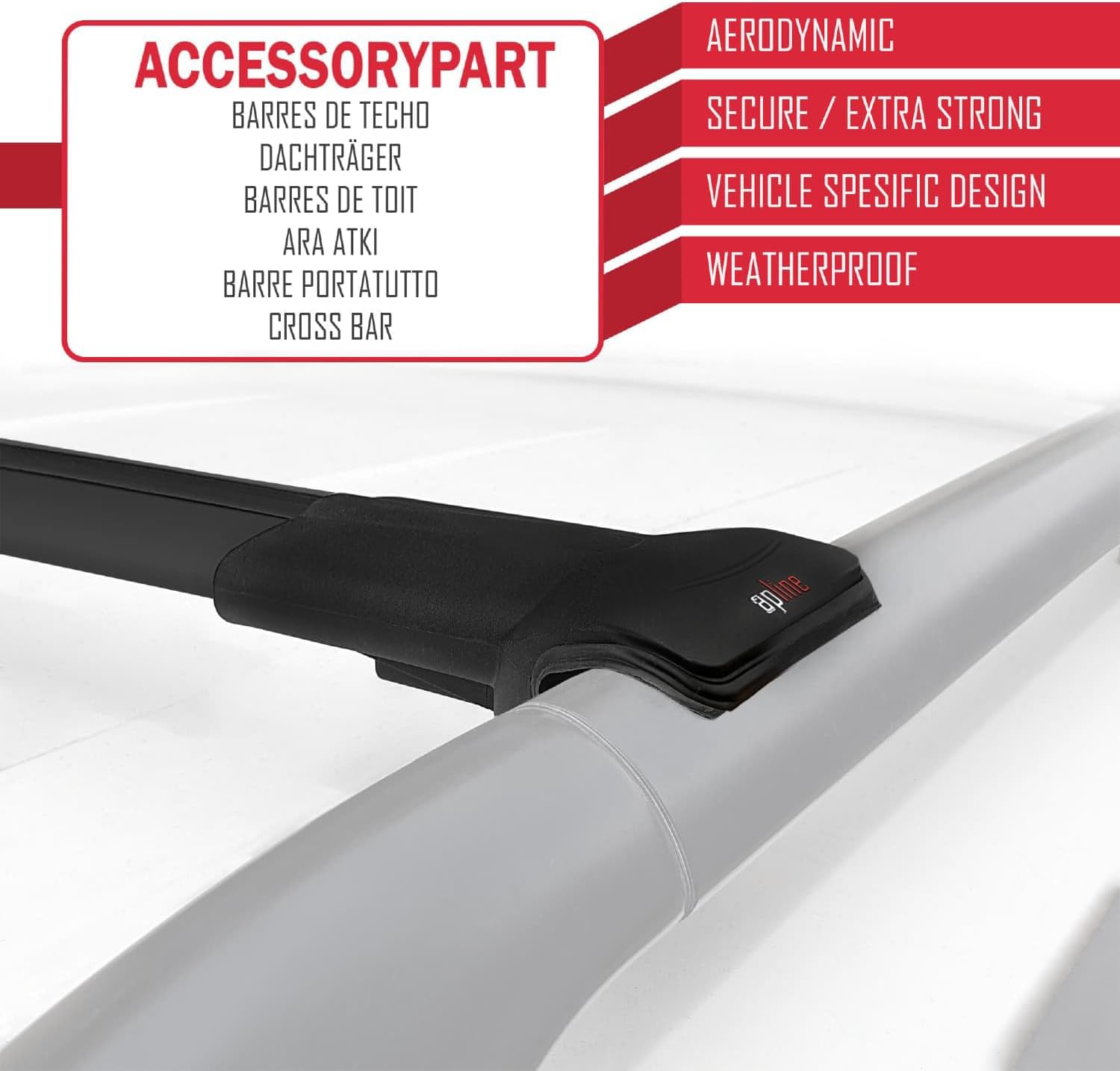 Compatible with Toyota Land Cruiser Prado (J150) 2010-2023 Fly Model Car Roof Rack Cross Bar Black Aluminium 2 Bars