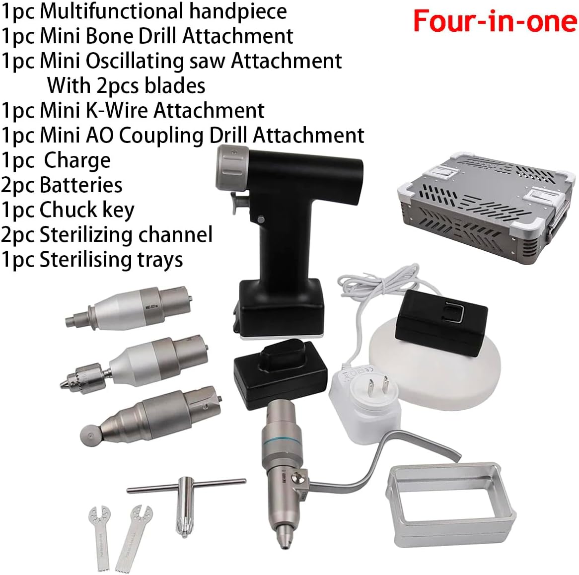 Veterinary Orthopedic Bone Drill and Saw Precise Multifunctional Orthopedic Power Tool with 4 Drill Bits, Sterilization Box