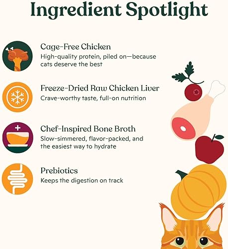 Miniatura 10 de Made by Nacho Alimento seco prémium para gatos, croquetas de alta calidad con caldo de huesos, bolsa de 10 libras (salmón, pescado blanco y calabaza)