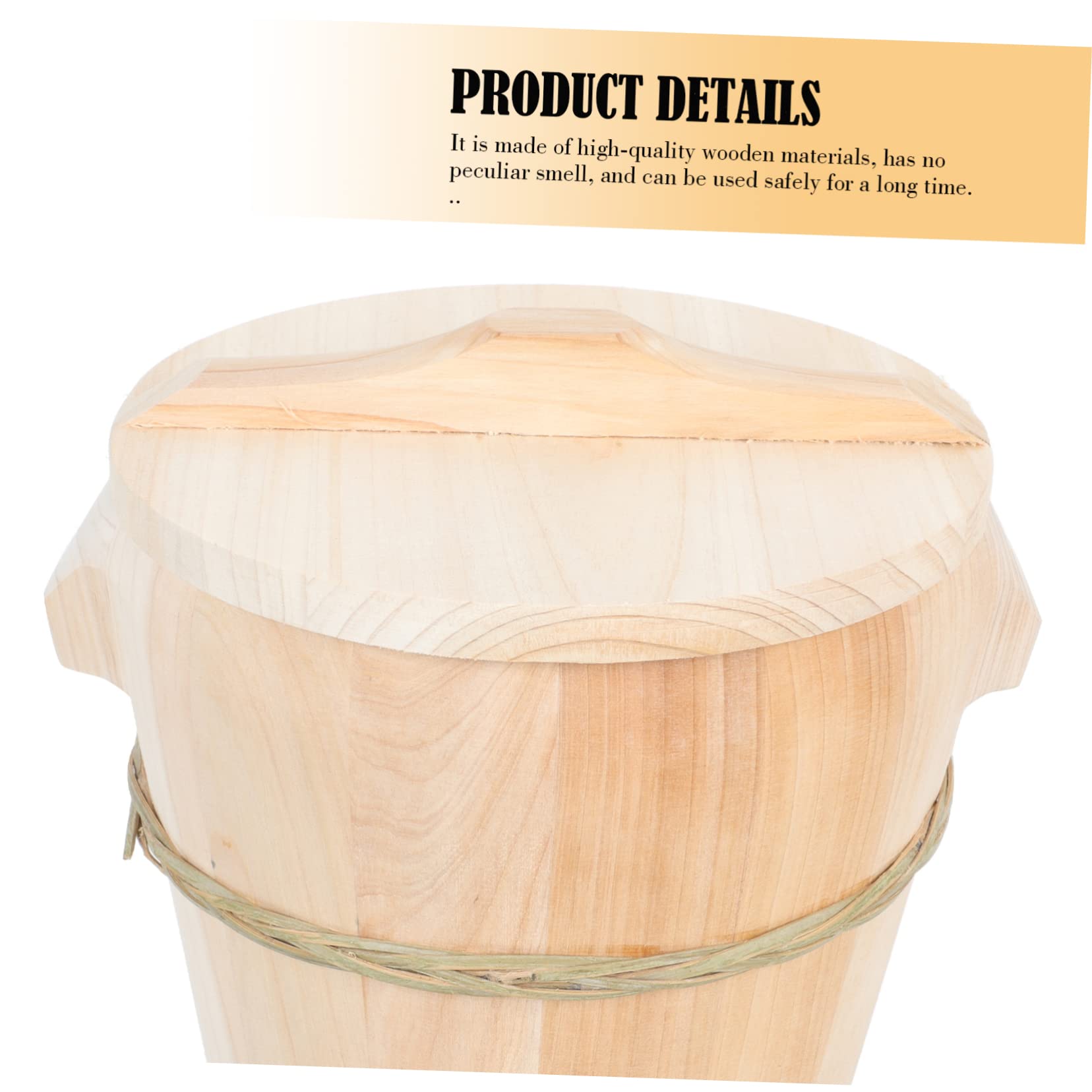 Vaporera de Arroz de Madera Natural, Cubo Artesanal para Cocinar al Vapor