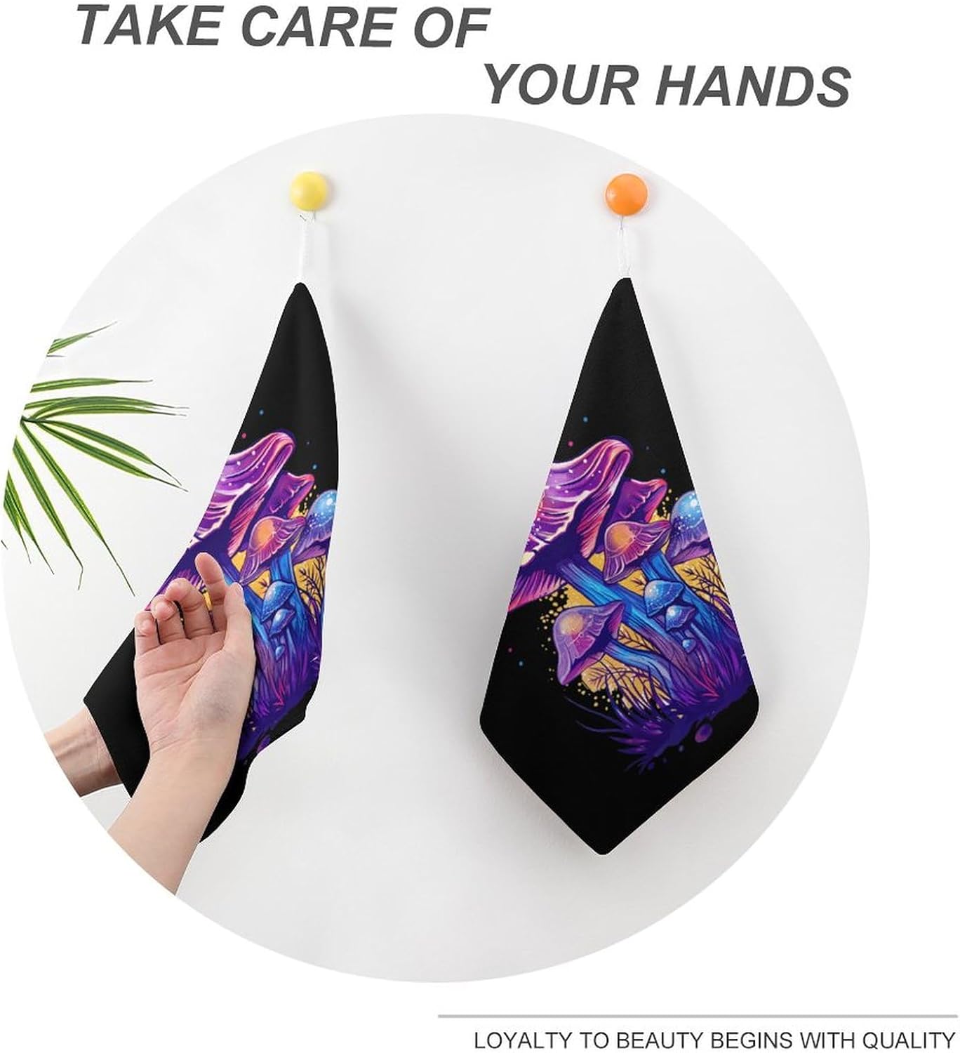 Magic Mushrooms Hand Towels for Bathroom Kitchen Towels Small Towel Handkerchiefs with Hanging Loop 4PCS