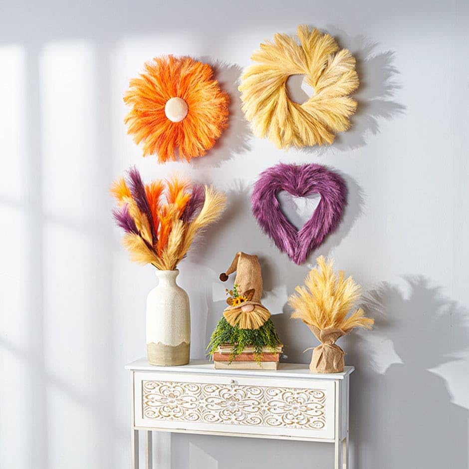 Decorative Faux Prairie Grass Tree and Gnome Decoration