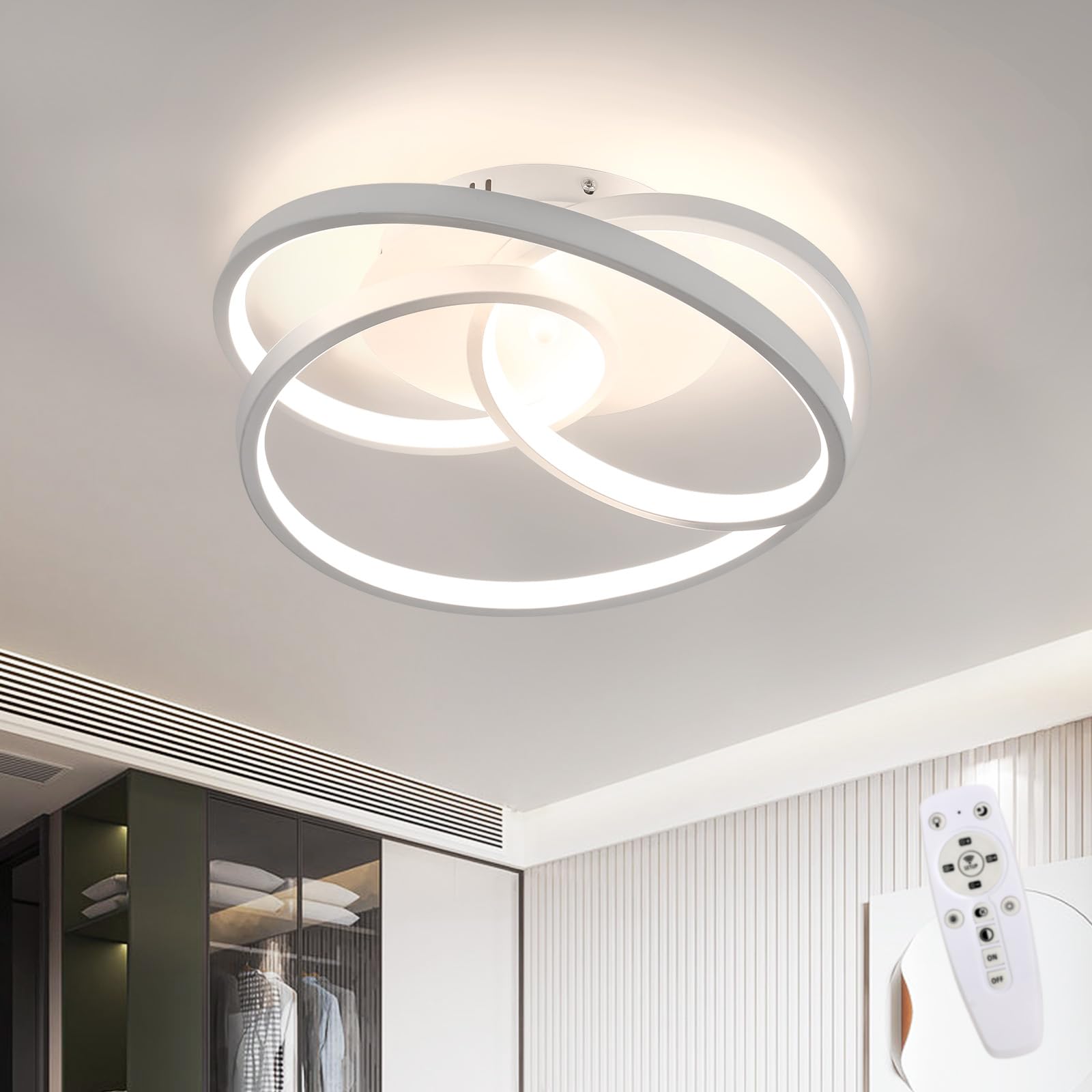 Dorlink Stepless Dimmable LED Ceiling Light with Remote Control, 40W 3000K-6500K 3 Temperature Modern Ceiling Lamp, 3600LM Minimalist Ceiling Light for Bedroom, Living Room, Kitchen, Office - 30CM