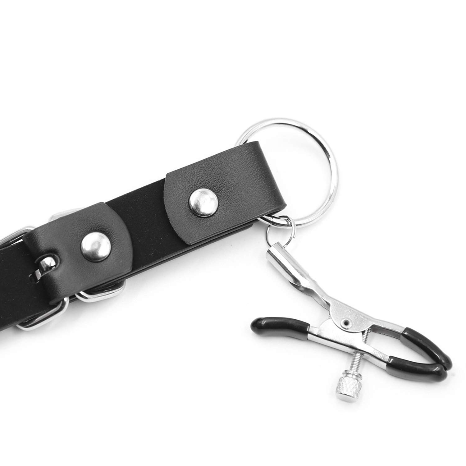 Set BDSM da 3 pezzi, pinze per labbra con cinghie di espansione e pinze per capezzoli con catena di ferro, pinze per clitoride clip vaginali clip per capezzoli regolabili cinghie