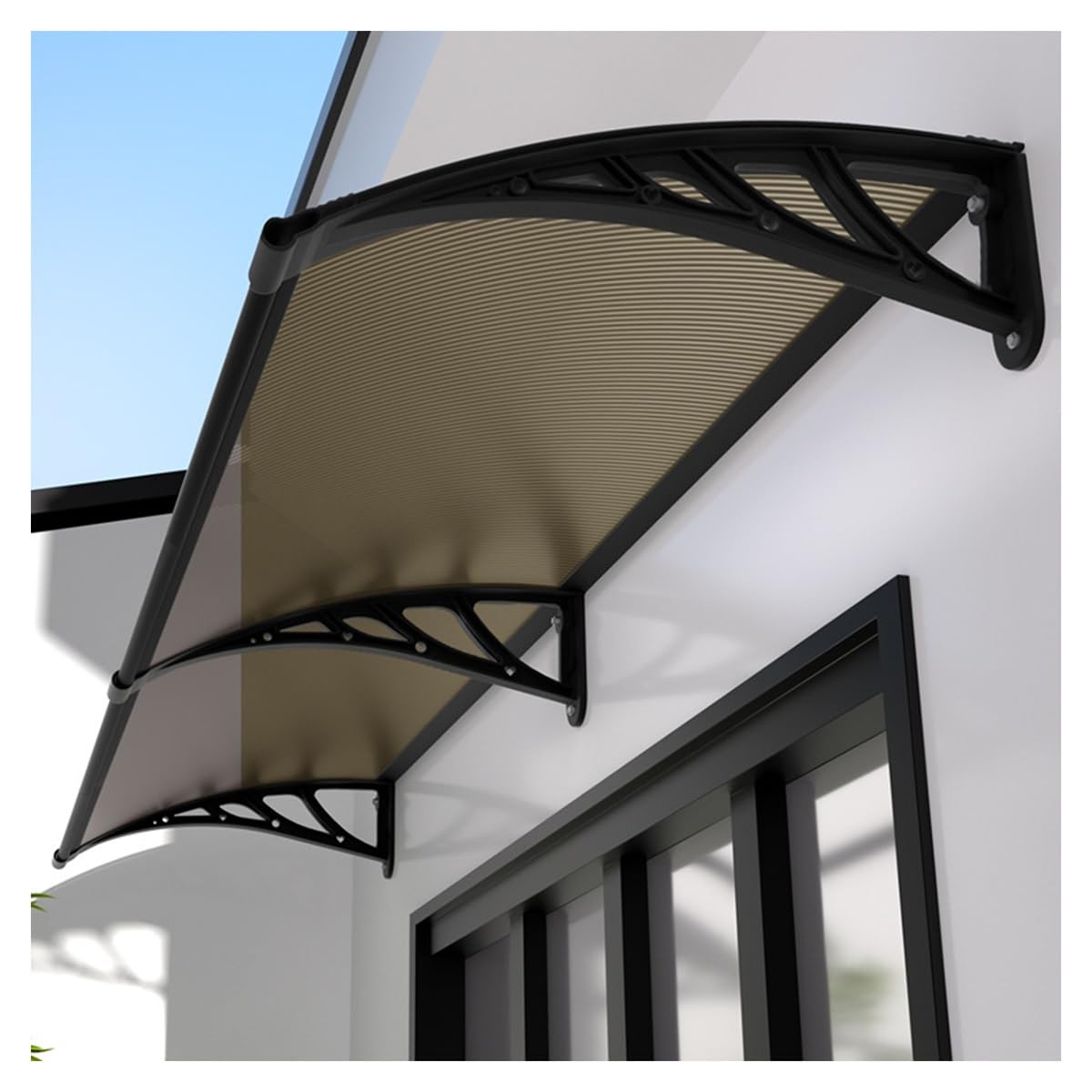Auvent de porte en polycarbonate 60x120 cm anti-UV pour terrasse