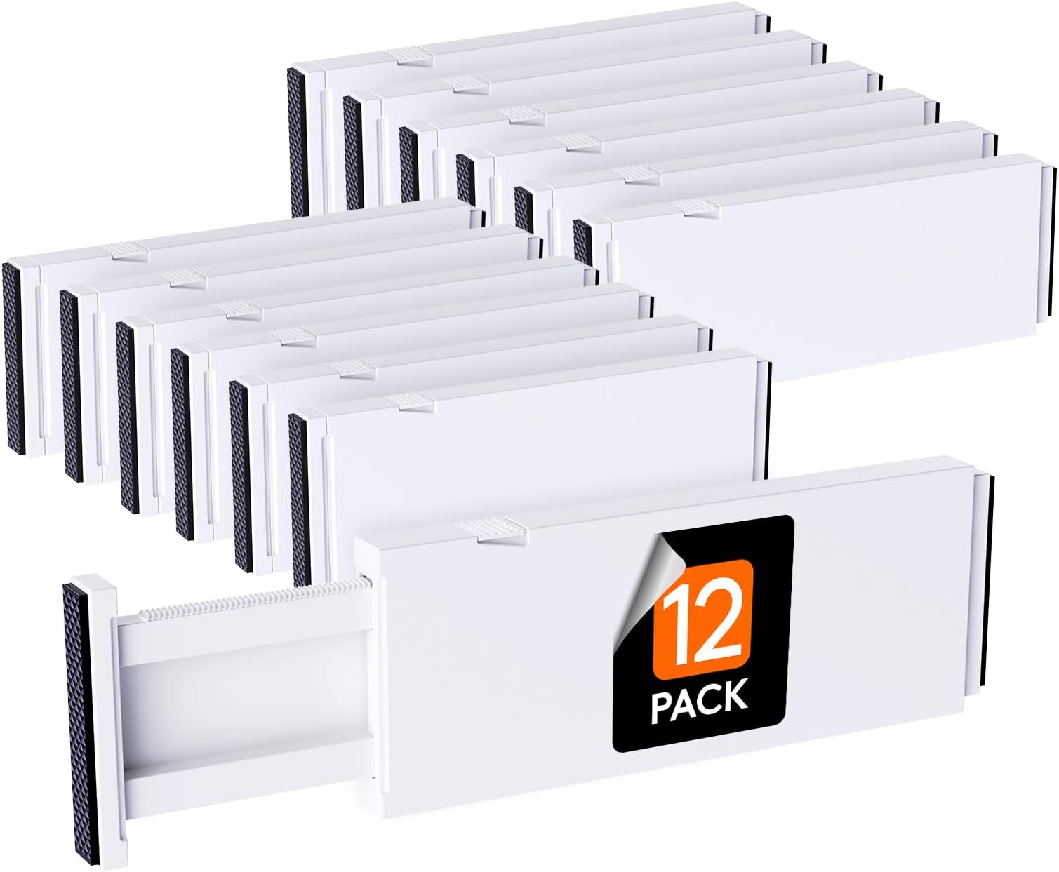Lifewit 12 Pack Drawer Dividers Plastic 4" High, 11-17" Adjustable Drawer Organizers for Clothes, Expandable Dresser Separators in Bedroom/Bathroom/Kitchen/Office Organization and Storage