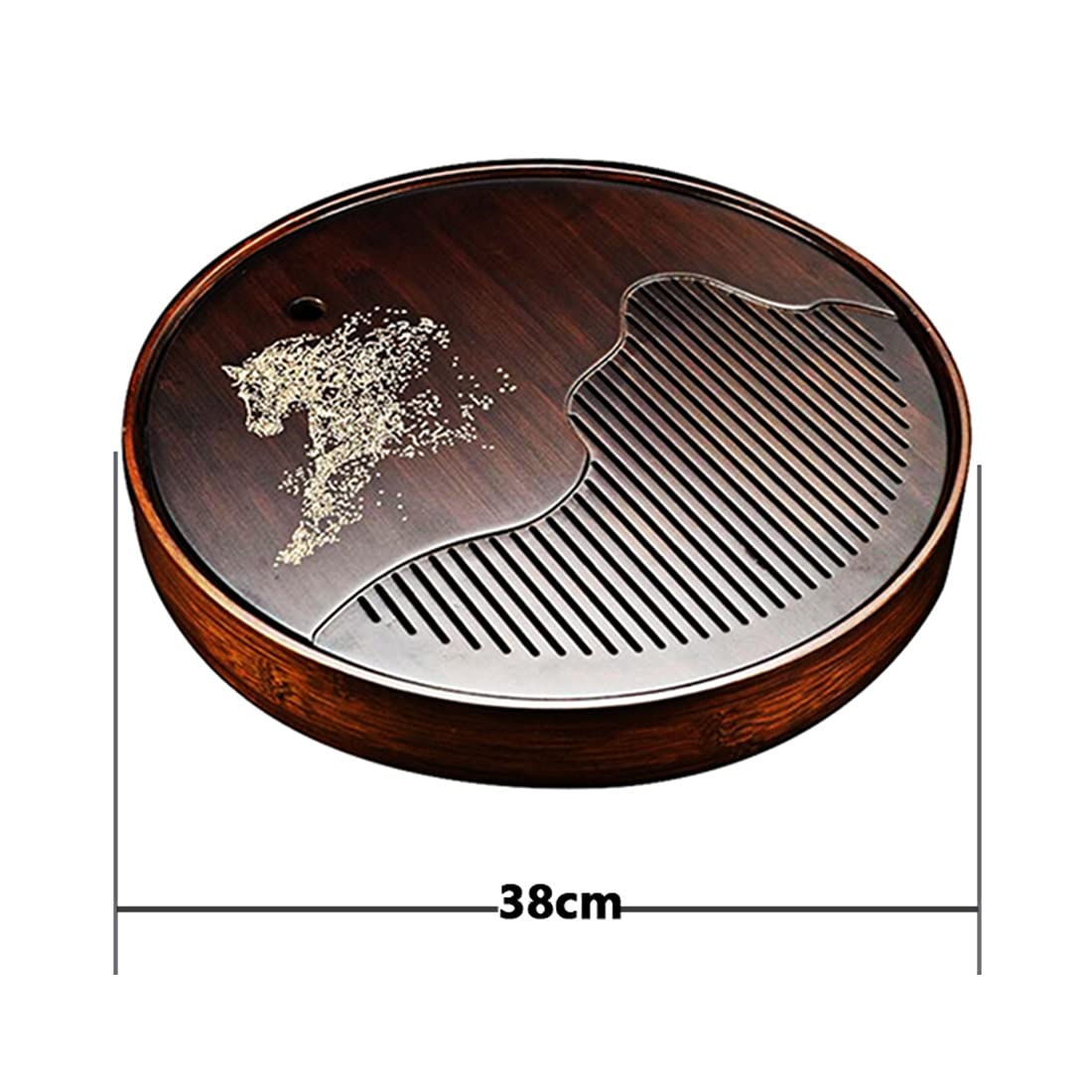 Plateau à thé en bambou, plateau de service japonais chinois gongfu avec réservoir, mini boîte à thé pour la maison