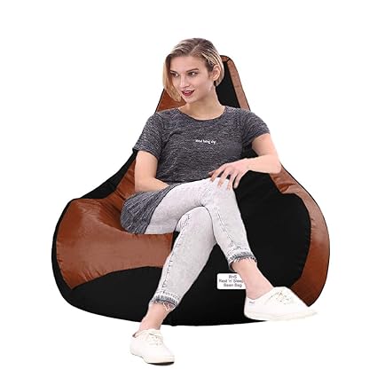 RnS Rest 'n' Sleep Bean Bag Filled with Beans for Living Room, Bed Room for Relaxing, with 1 Year Warranty (4XL, Tan/Black)