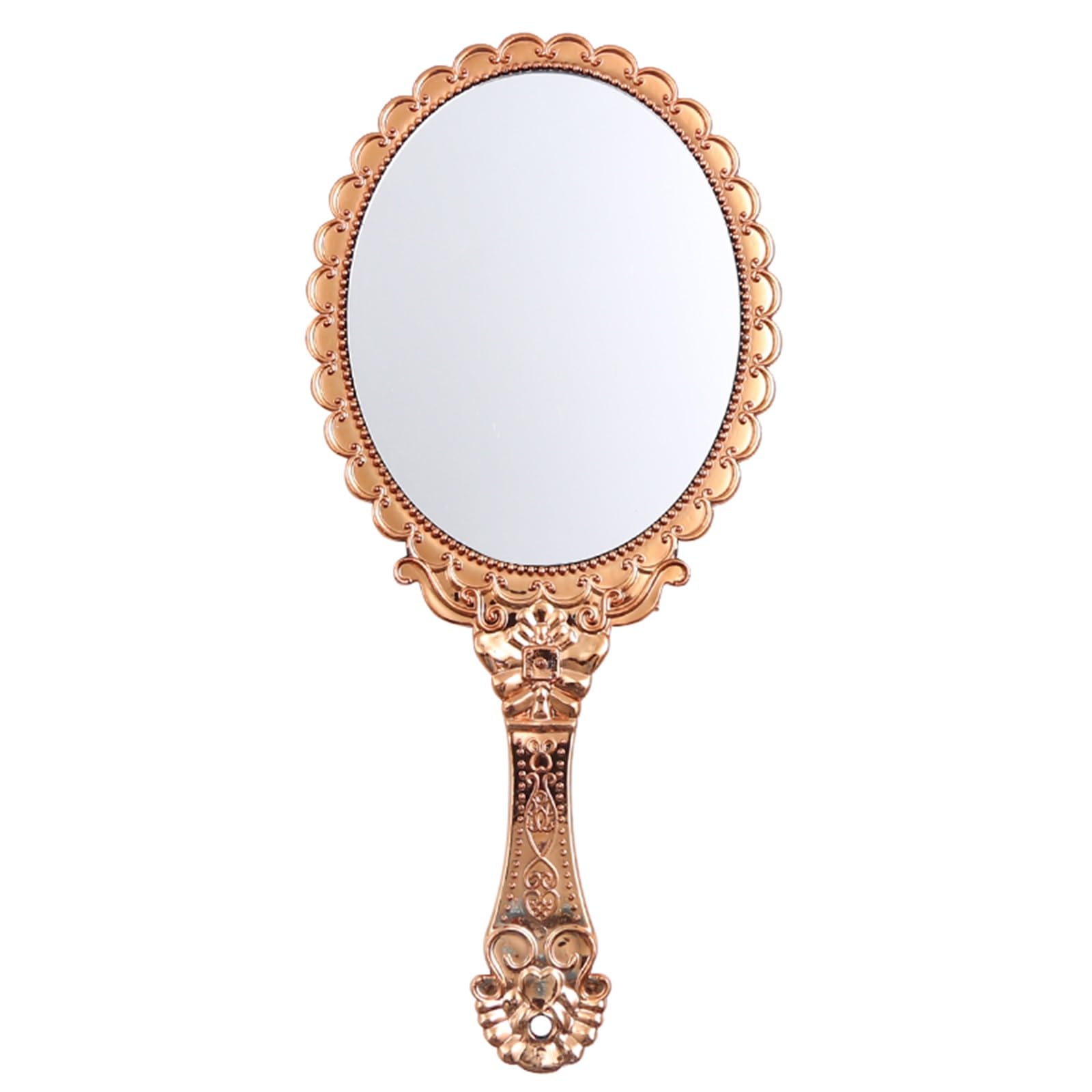 SDCFFC Oval Handheld Mirror, Vintage Makeup Mirrors, Handheld Vanity Mirror with Hanging Hole in Handle