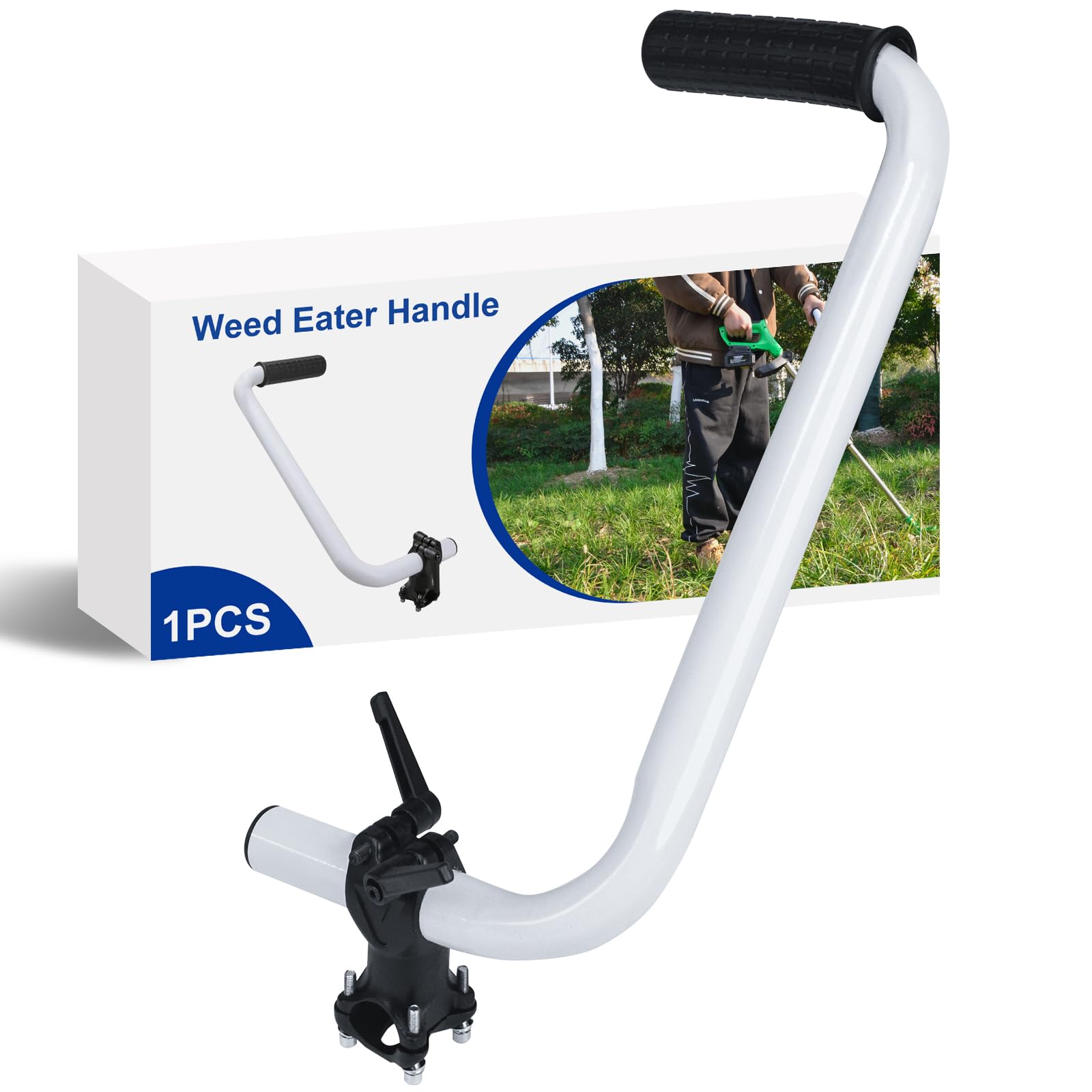 Ecmln Upgraded Weed Eater Handle, Trimmer Handle Grip, Ergonomic Trimmer Grip with Bracket Clamp Weedeater Handle Extension Stainless Steel Weed Eater Attachments for Easy Yard Trimming & Landscaping