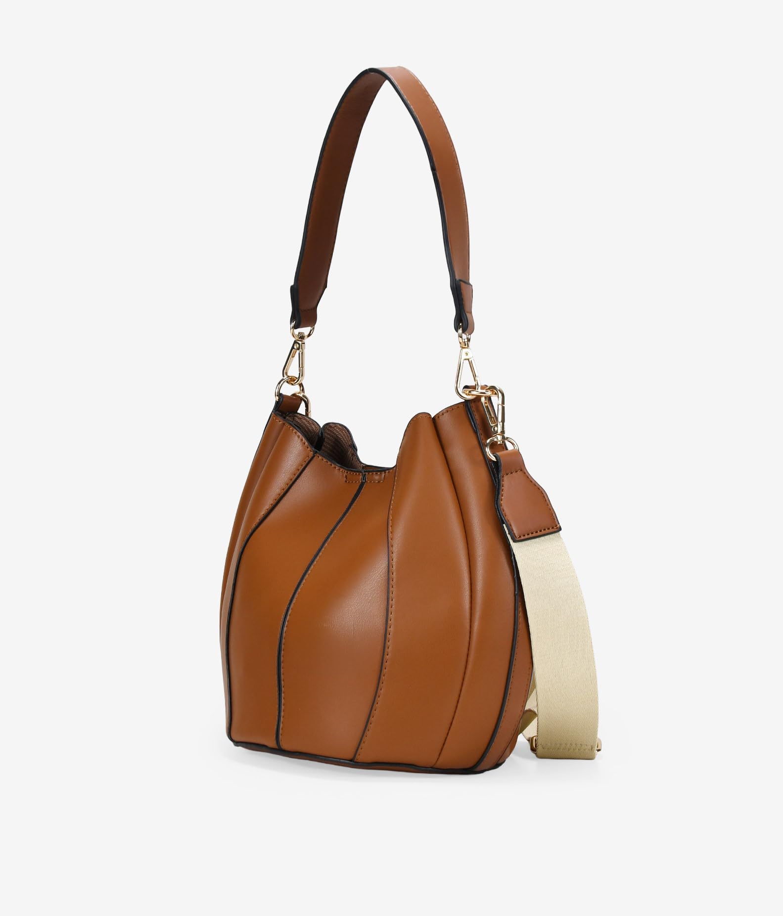 BOSANOVA Bolso Cubo para Mujer con pequeño Bolso Interior, asa de Hombro con argollas y asa de Cruzar de algodón, ambas extraíbles. Cierre con imán. Cuero U