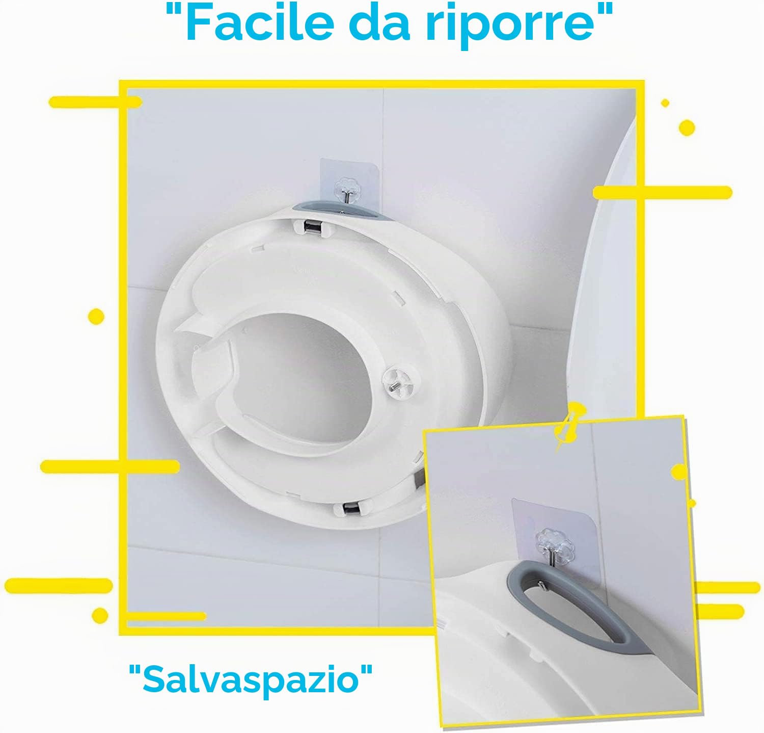 Riduttori per WC per Bambini|Riduttore wc Bambini Universale,Ergonomico,Riduttore wc con Paraspruzzi e Maniglie,Design Schienale (1 Spazzolone + 2 Imbottito Rimovibili)