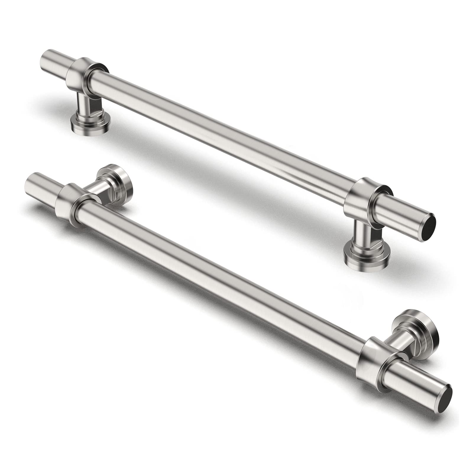 FURNIWARE Pack of 10 Cabinet Handles, Hardware Drawer Pulls Kitchen Cabinet Door Handles Pull for Kitchen Dresser Drawer Bathroom, Brushed Nickel,160mm(6.3 Inch) Hole Center