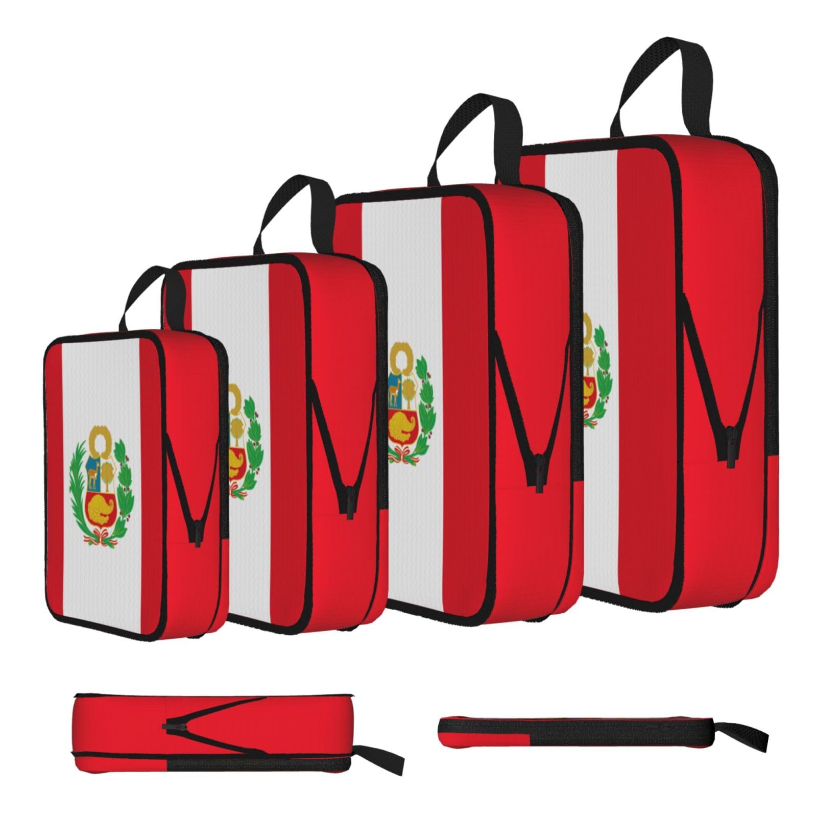 Sxzvvbn Black Flag Of Peru Compression Packing Cubes 4 Piece Set