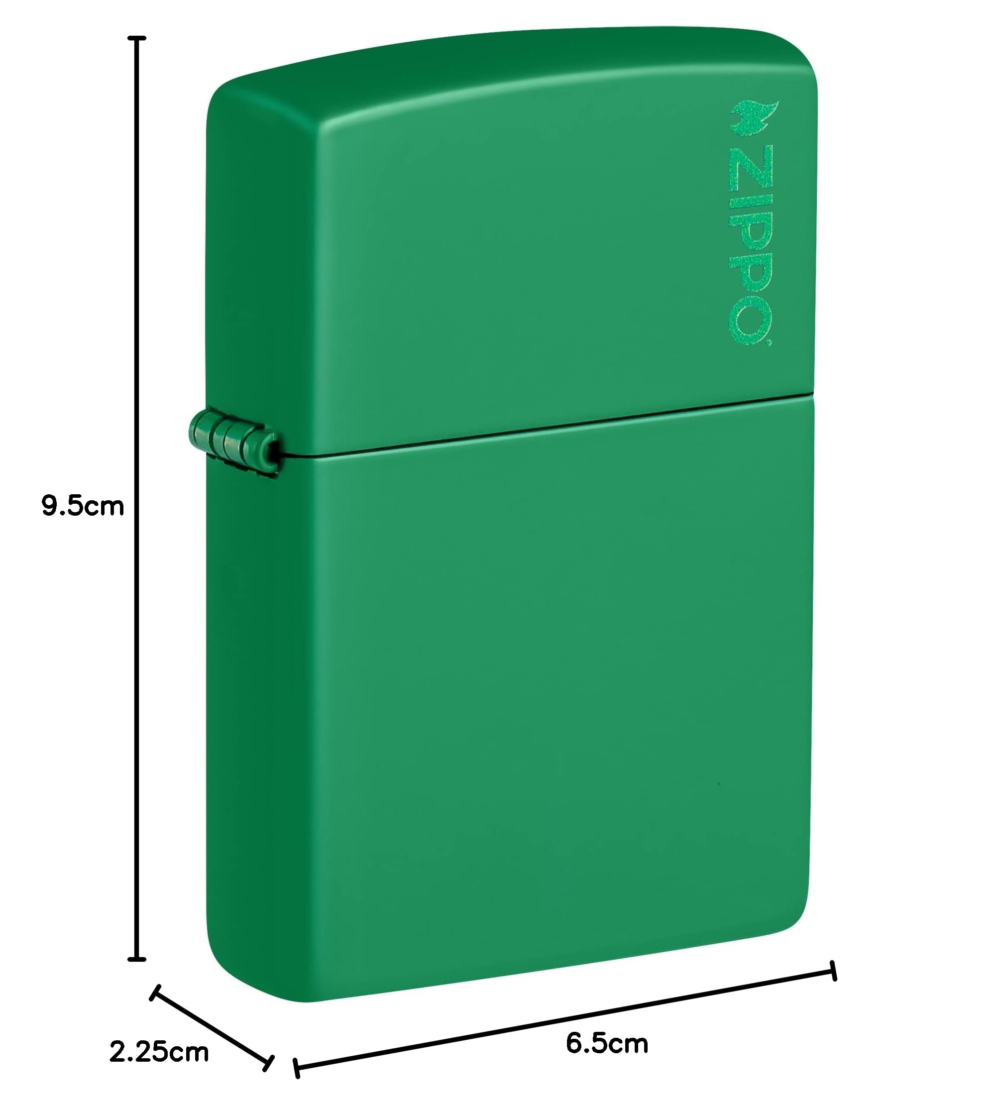 Zippo Accendino tascabile classico con logo Zippo verde erba opaco