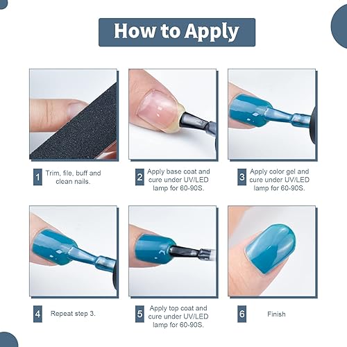 Miniatura 7 de JODSONE Juego de 60 esmaltes de uñas de gel para todas las estaciones, capa base que no se limpia, capa superior mate brillante, kit de esmalte de