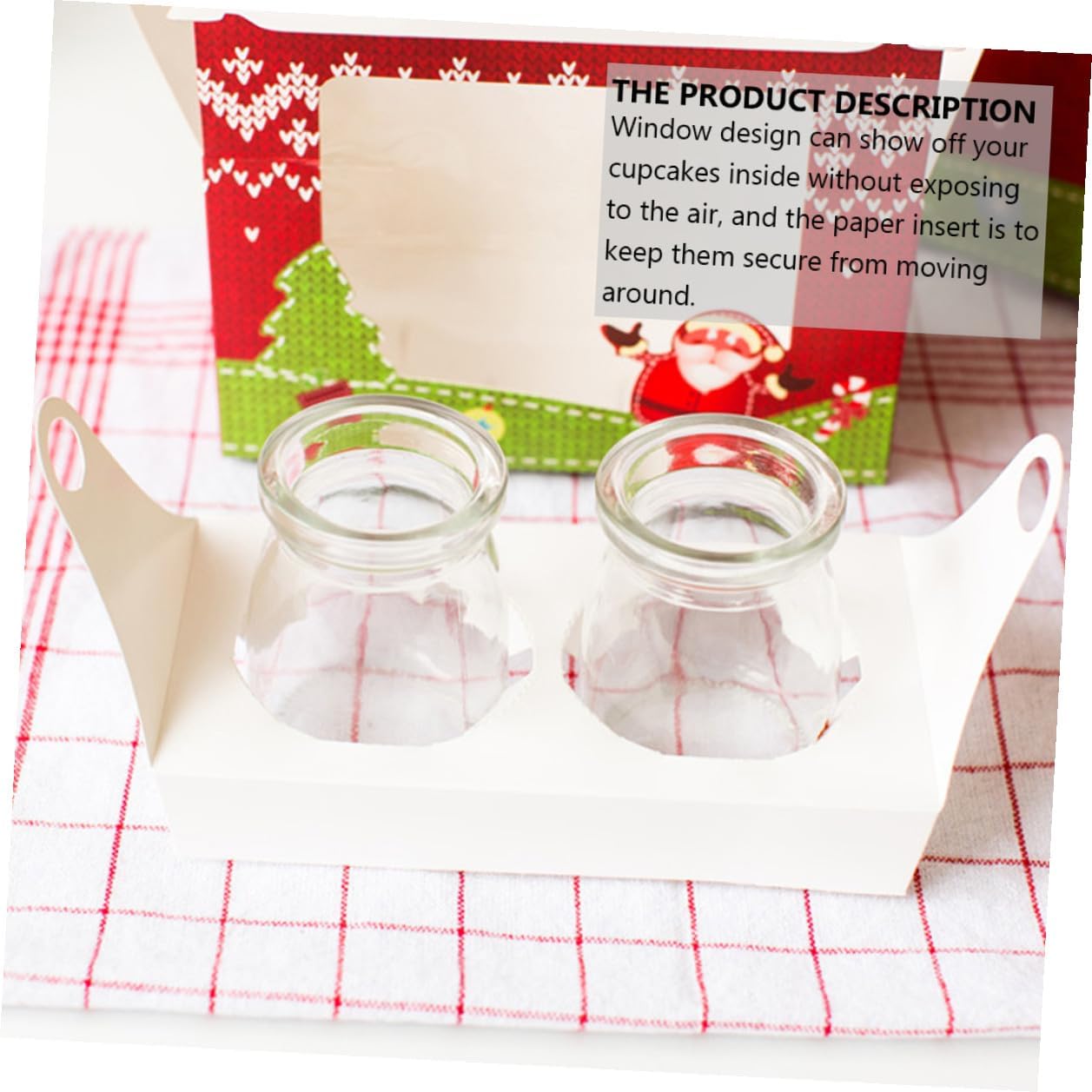 20pcs Christmas Cupcake Boxes with Window and Insert, Paper Cupcake Holder for Holiday Cake Container, Festive Pastry Storage Carrier for Party and Packaging