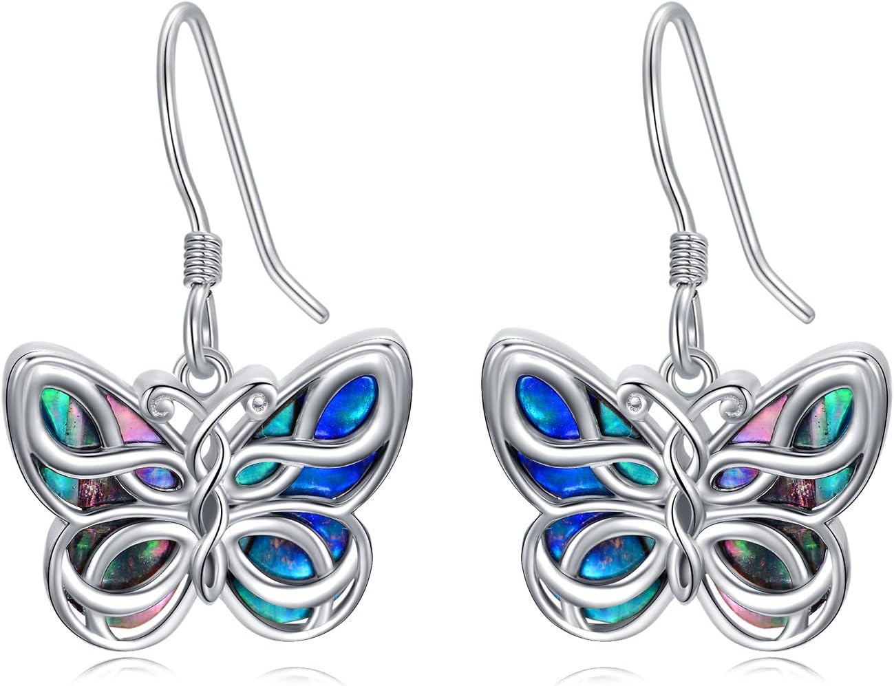 Midari Hummingbird/Butterfly/Lotus Earrings for Women 925 Sterling Silver Abalone Shell Animal Earrings Dangle for Women Abalon Moonstone Jewelry Gifts for Women Mom