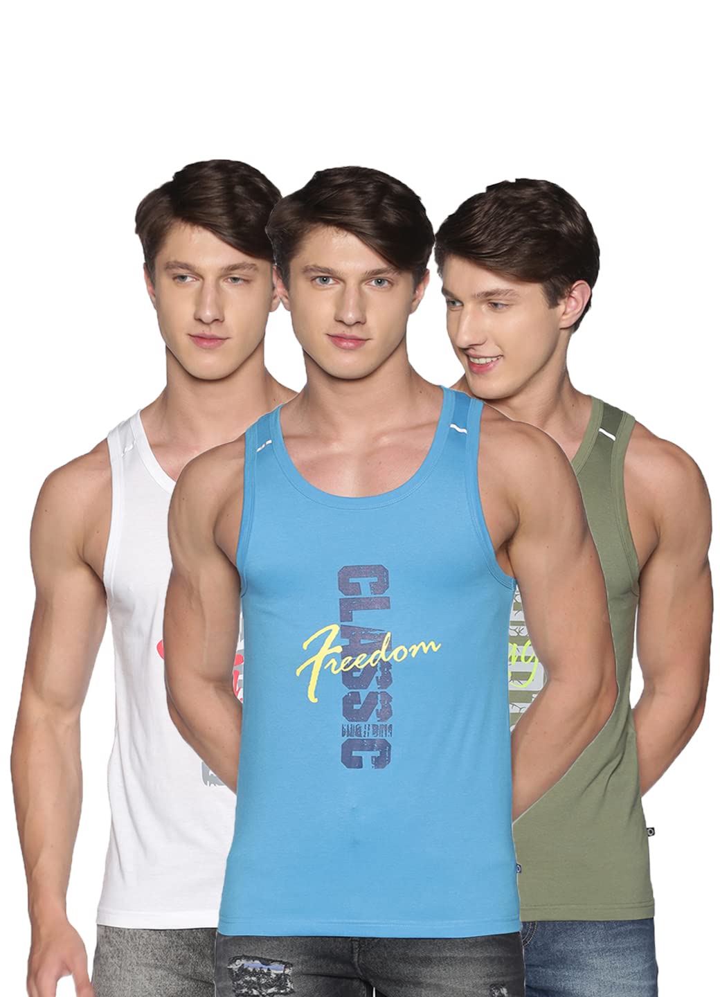 Men Cotton Casual Assorted Printed Tank Top Vest (Pack of 3)-image-20