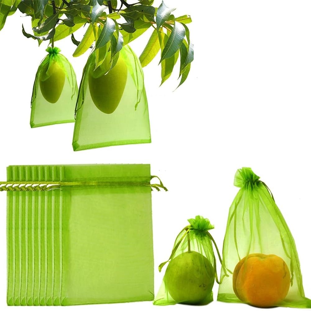 Bolsas para Uvas En Parra 100 Uds Bolsas de protección Frutas Red for Control plagas Uvas antipájaros Malla jardín Cultivo UVA Gran tamaño(White,30 x 40CM)