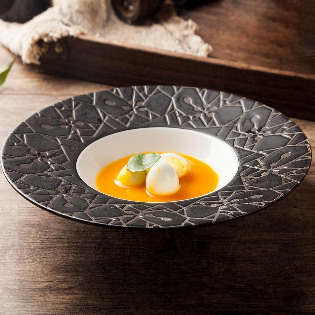 Talerze do makaronu, ceramiczne talerze deserowe zastawa stołowa ceramiczny głęboki okrągły talerz obiadowy domowy talerz obiadowy hotel talerz obiadowy przyjęcie bankiet talerz obiadowy
