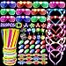 MIBOTE 67 PCs LED Light Up Toys Party Favors Glow in the Dark Party Supplies for Kid/Adults with 40 Finger Lights, 10 Jelly Rings, 5 Flashing Glasses, 4 Bracelets, 4 Fiber Optic Hair Lights and 4 Crystal Necklaces
