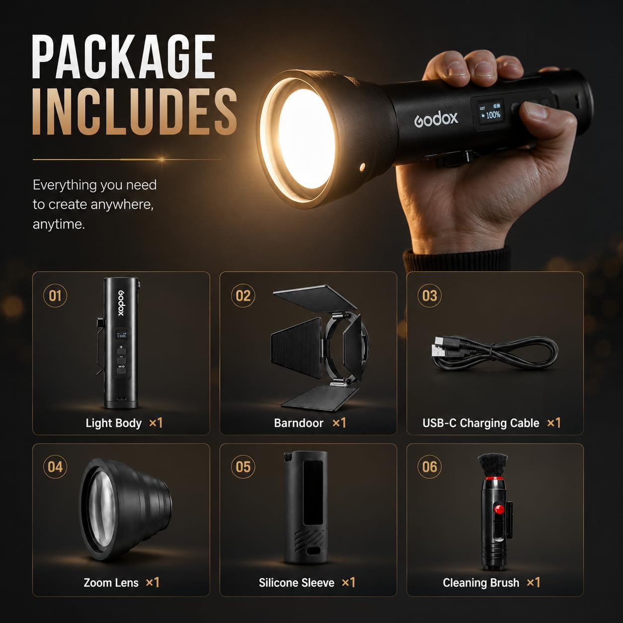 Godox FL15Bi Luce Video LED Bicolore Portatile, 2800K-6500K, 25600 Lux @0.5m, CRI 97 TLCI 98, Batteria Integrata 4750mAh, USB-C, 11 Effetti FX, Controllo App, IP54 per Video Ritratto Content Creation
