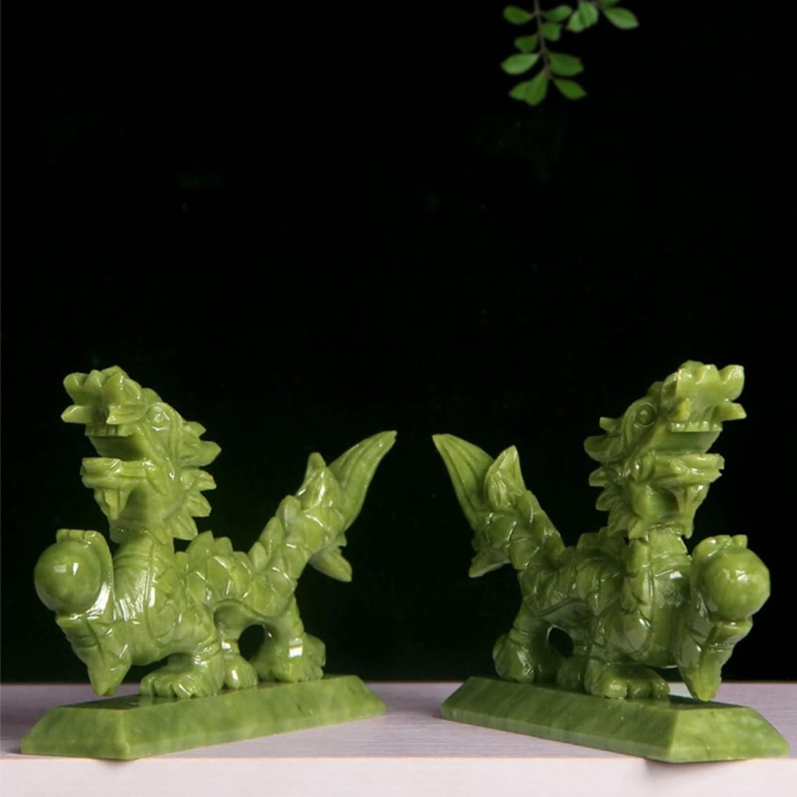 Kunststatue – Drachenskulptur Für Die Heimdekoration, Chinesisches Feng Shui Aus Natürlichem Jade, Drachenfiguren, Sammlerstücke, Symbol Für Wohlstand, Glück Und Erfolg(D,L28cm)