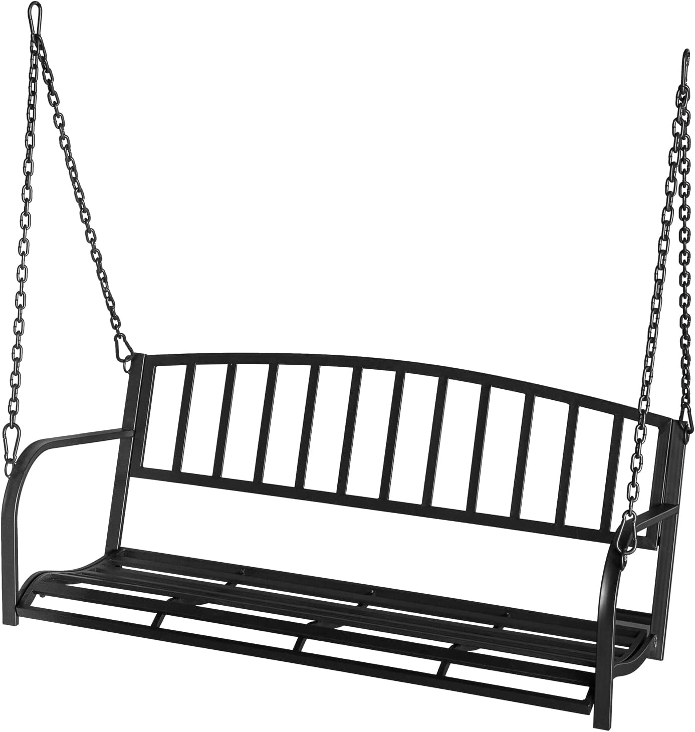 Outvita 2-Person Metal Porch Swing, 47inch Hanging Steel Bench for Patio, Porch, Gazebo, Deck, Heavy Duty 500lb Weight Capacity Swing Seat Black