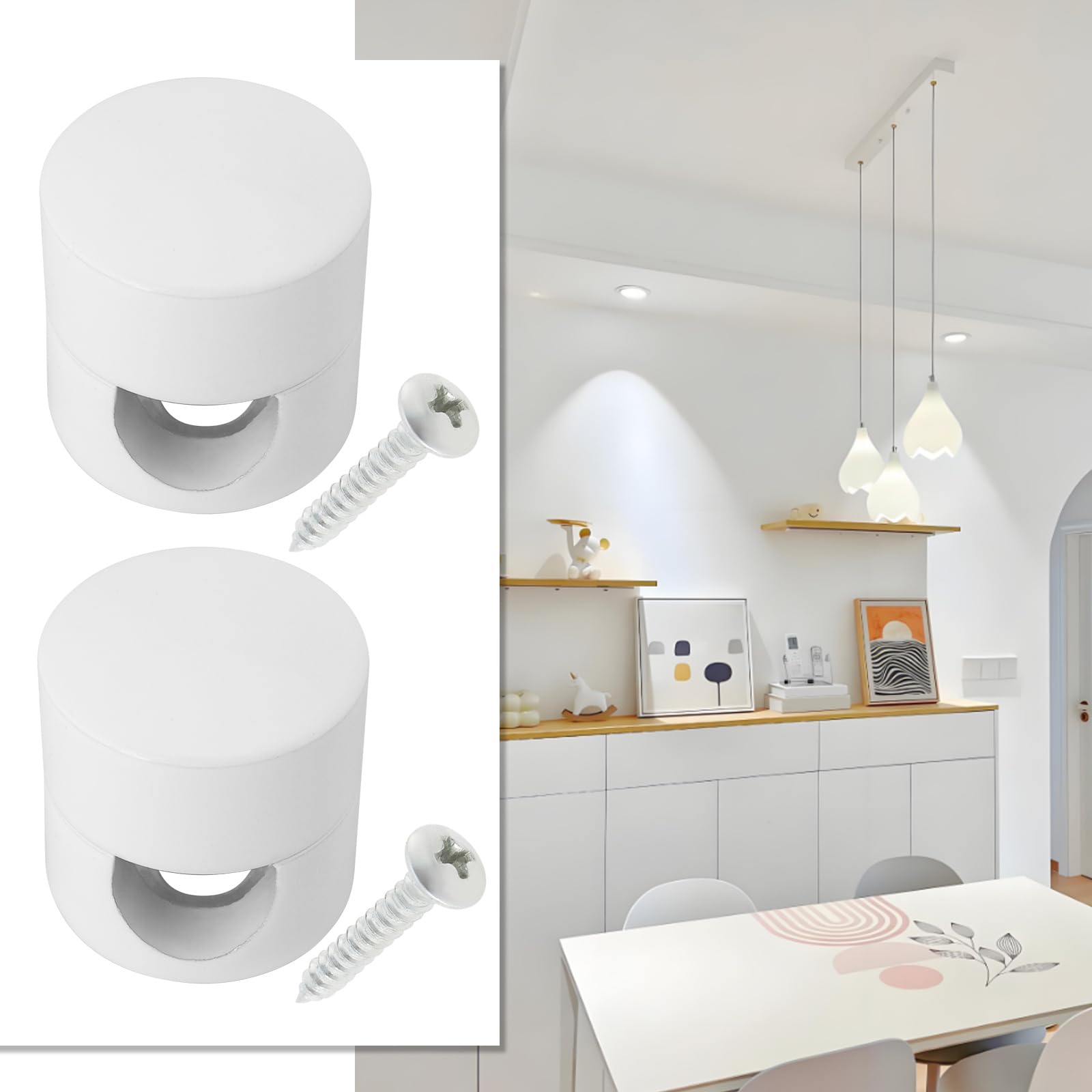 Briny River 5PCS Swag Hook for Chandelier Ceiling Lights Cable for Textile Cables PVC Lamp Cables Surface-Mounted Cable Holder for Fabric Cable Less Than 7.8mm/0.31 Inch(White) - Image 2
