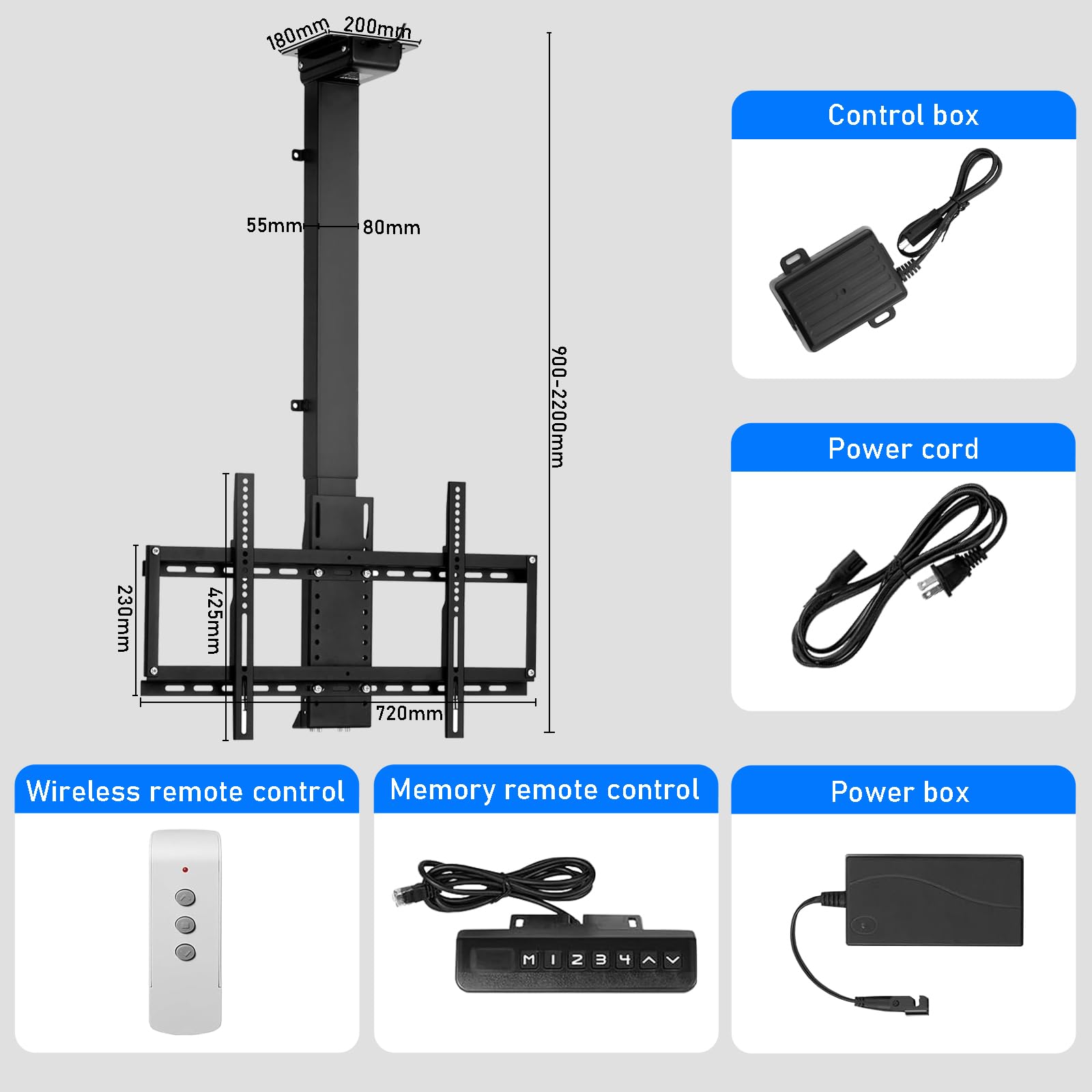 Supporto Elevato TV Pneumatico 32-70 Pollici Bracket Remoto - Dettaglio