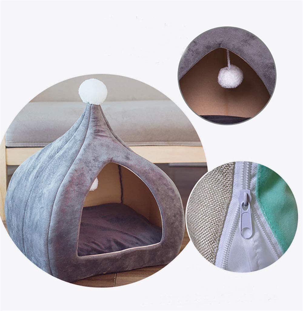 Cuccia Per Gatti A Tema Natale - Letto A Grotta Morbido 45x37 Cm, Con Cuscino Rimovibile, Per Interni