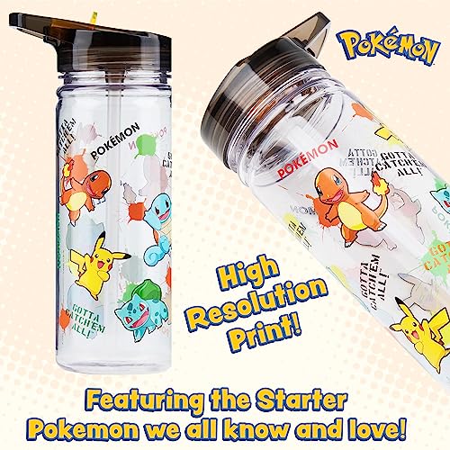 Pokemon Water Bottle with Straw for Kids Tweens Pikachu 580ml Leak Proof BPA Free Plastic Drink Bottle for Travel Sports School Supplies Anime Gifts - Image 4