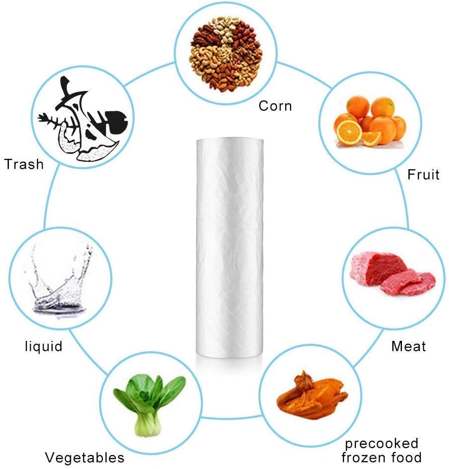 RBHK 12x16 Plastic Produce Bag on a Roll Clear Food Storage Bags, Pet Bags, Diapers Bags, One Roll 350 Bags (8 Rolls)