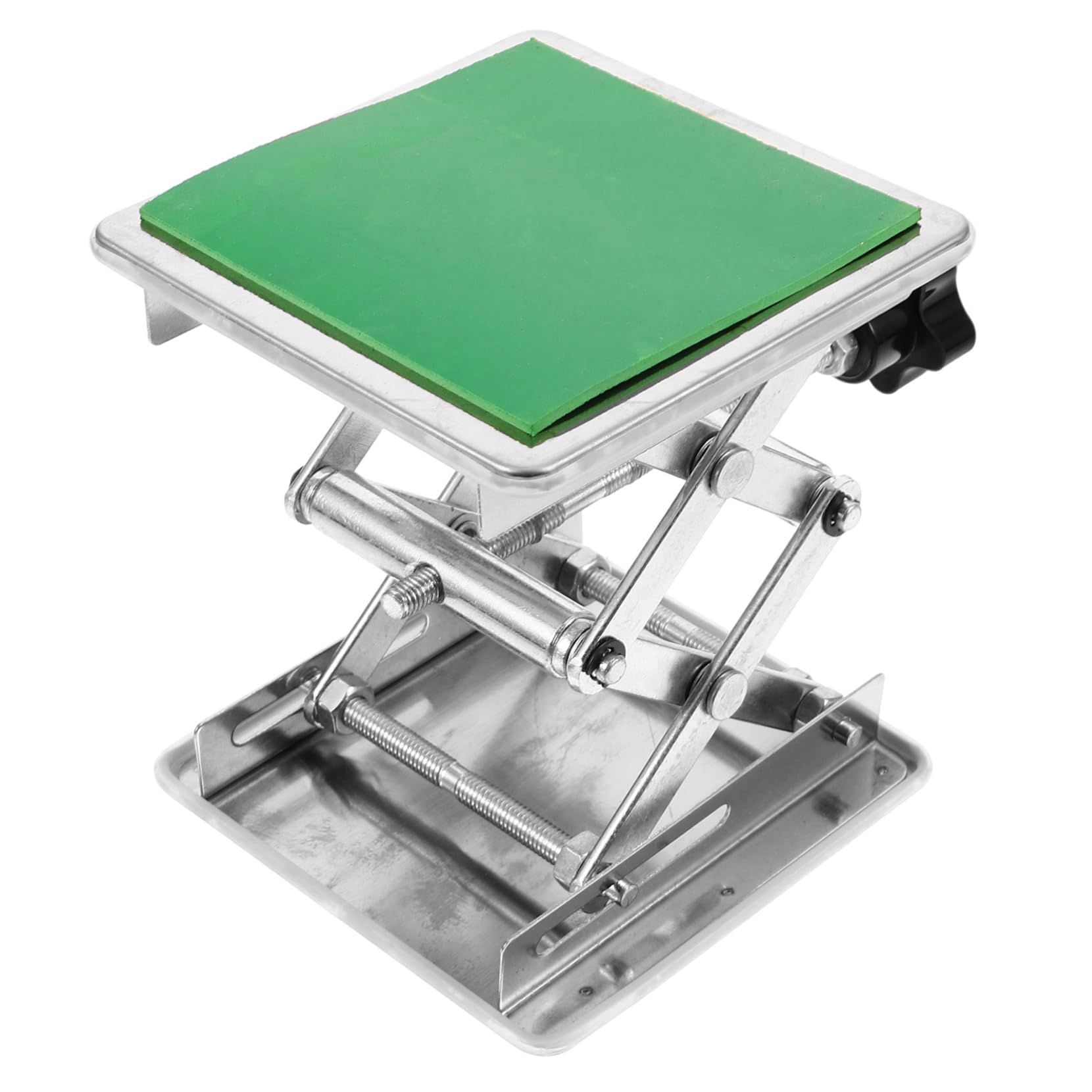 Plataforma elevadora de acero inoxidable para mesas de laboratorio, capacidad de carga de 5 a 25 kg, altura máxima de 460 mm, adecuada para bancos de trabajo pequeños (250 x 250 mm).