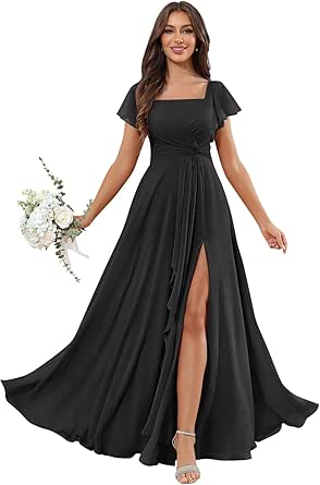 Anya Bridal Flutter Sleeve Formal Bridesmaid Dress: Ethereal Elegance for Your Special Day