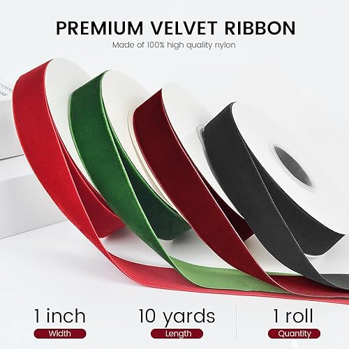 Miniatura 9 de Cinta de terciopelo de 38 pulgadas de ancho x 25 yardas, cintas de terciopelo vintage de una sola cara para envolver regalos, lazos de envoltura de
