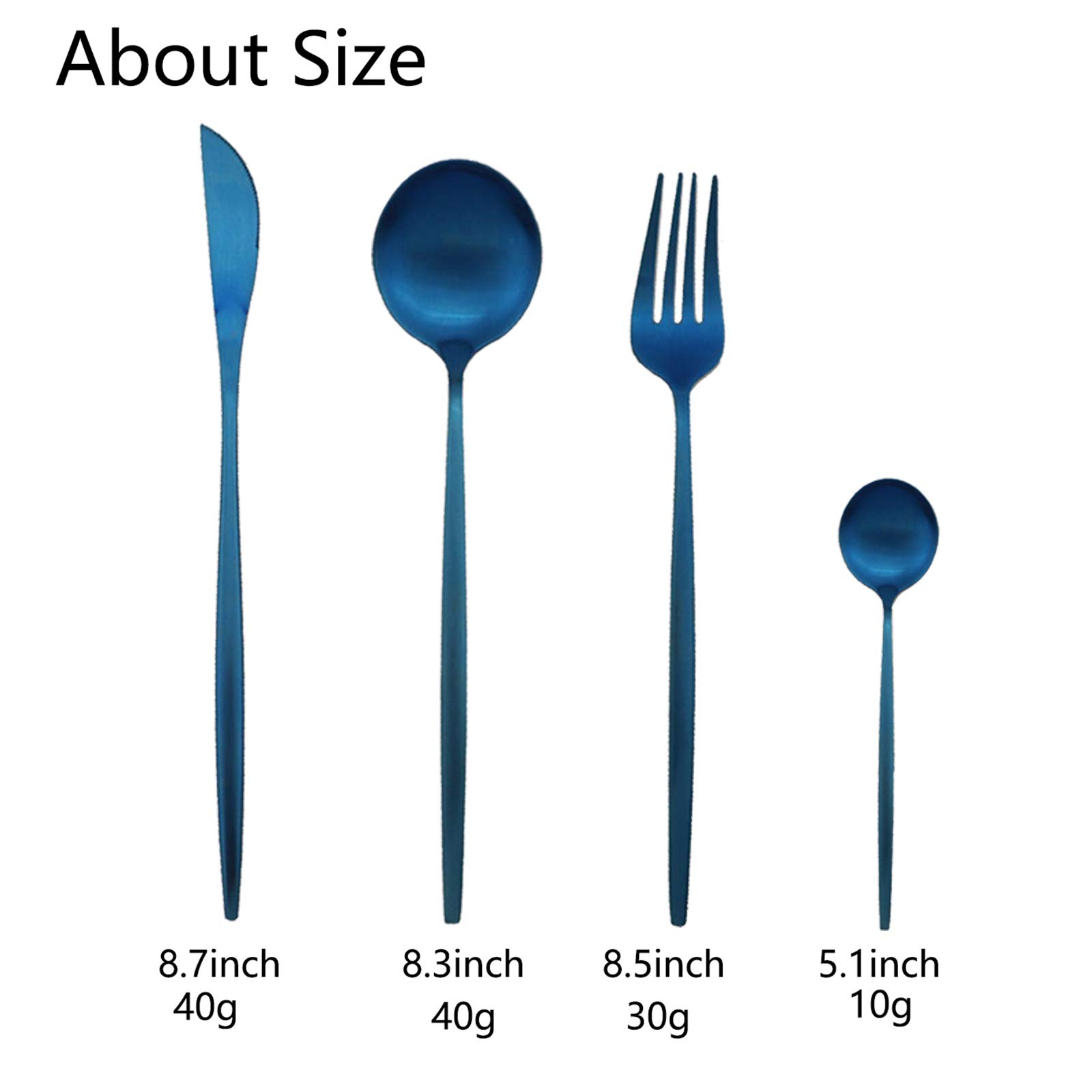 JASHII Besteck-Set, 24-teiliges Edelstahl-Besteck, Küchenhelfer Set für 6, Tafelbesteck - Blau matt, spülmaschinenfest