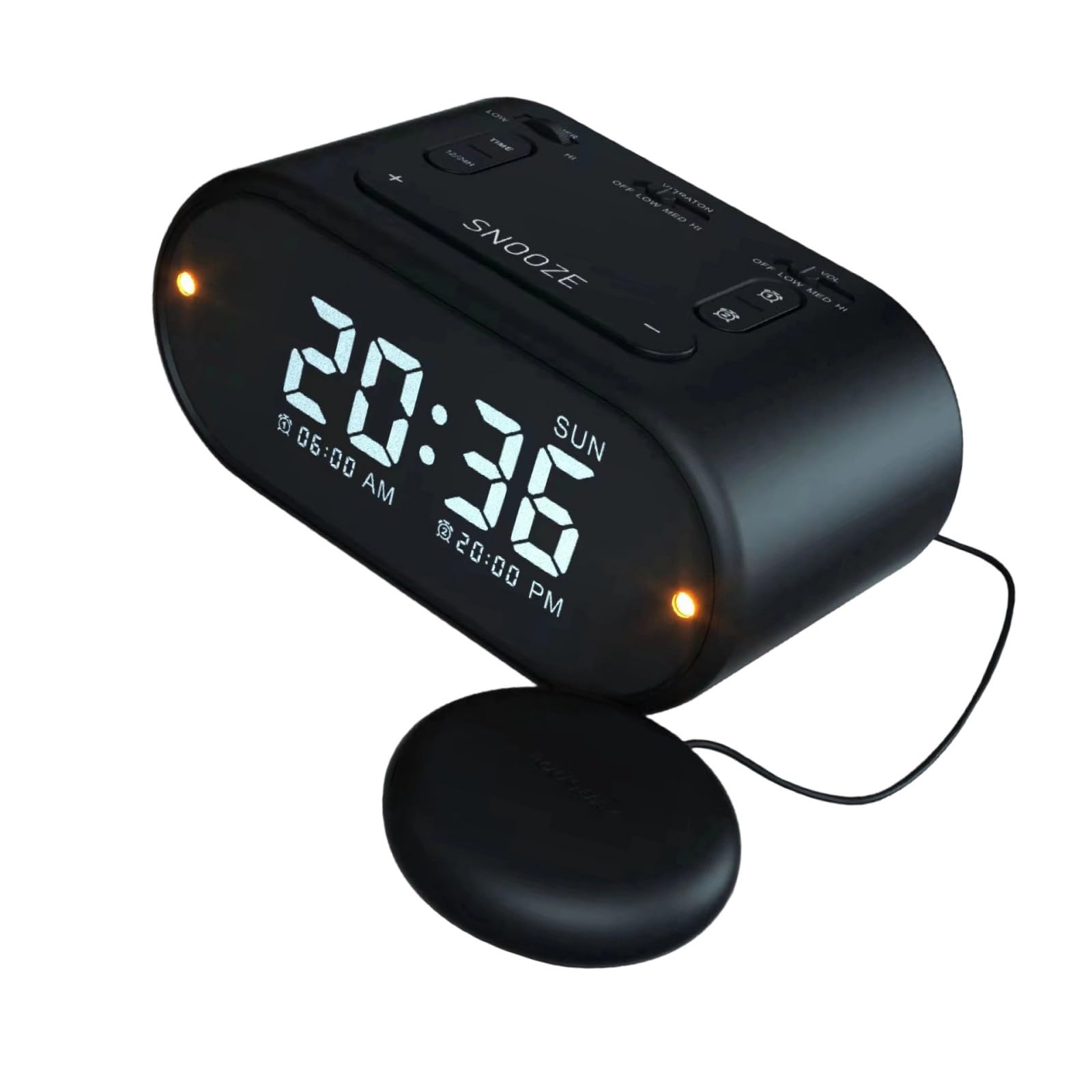 Msioytog Multifunctional Vibrating Alarm Clock with Bed Shaker Bright LCD Display Customizable Intensity USB Charging Bedroom Multiple Alarm Setting Clock