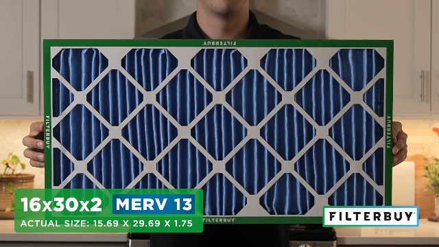 Image of Filterbuy 16x30x1 Air Filter MERV 13 Smoke & Allergy Defense (4-Pack) | Electrostatic Pleated HVAC AC Furnace Filters Replacement, Made in USA (Actual Size: 15.75 x 29.75 x 0.75)